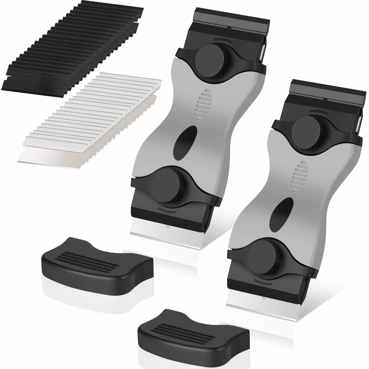 Flintronic Skrobak, skrobak do płyt ceramicznych z ostrzami ze stali nierdzewnej, niezawodny skrobak kuchenny, płyta ceramiczna, skrobak do piekarnika, płyty indukcyjnej, płyta ceramiczna, podstawa