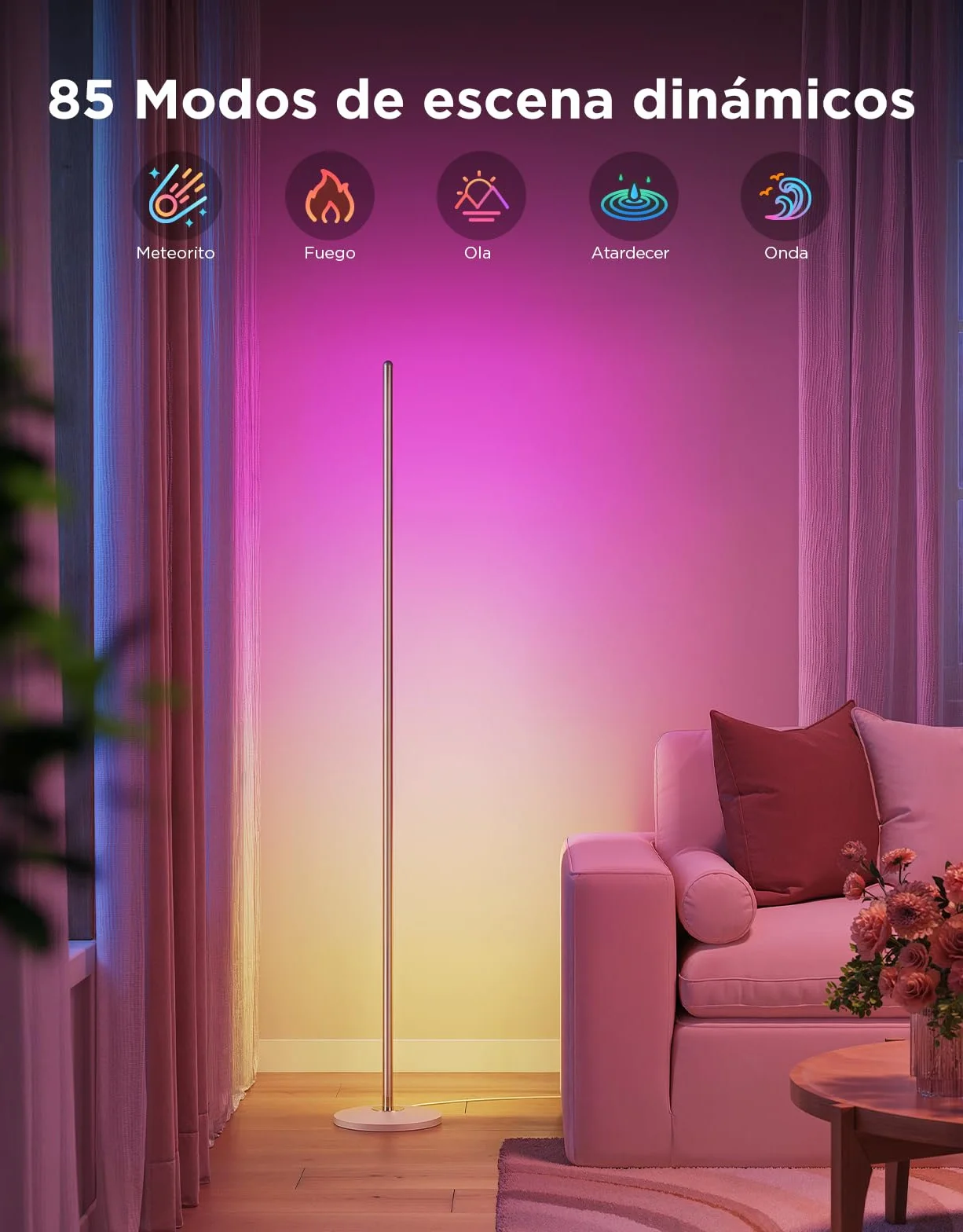 Govee Lampa stojąca LED do salonu, złota