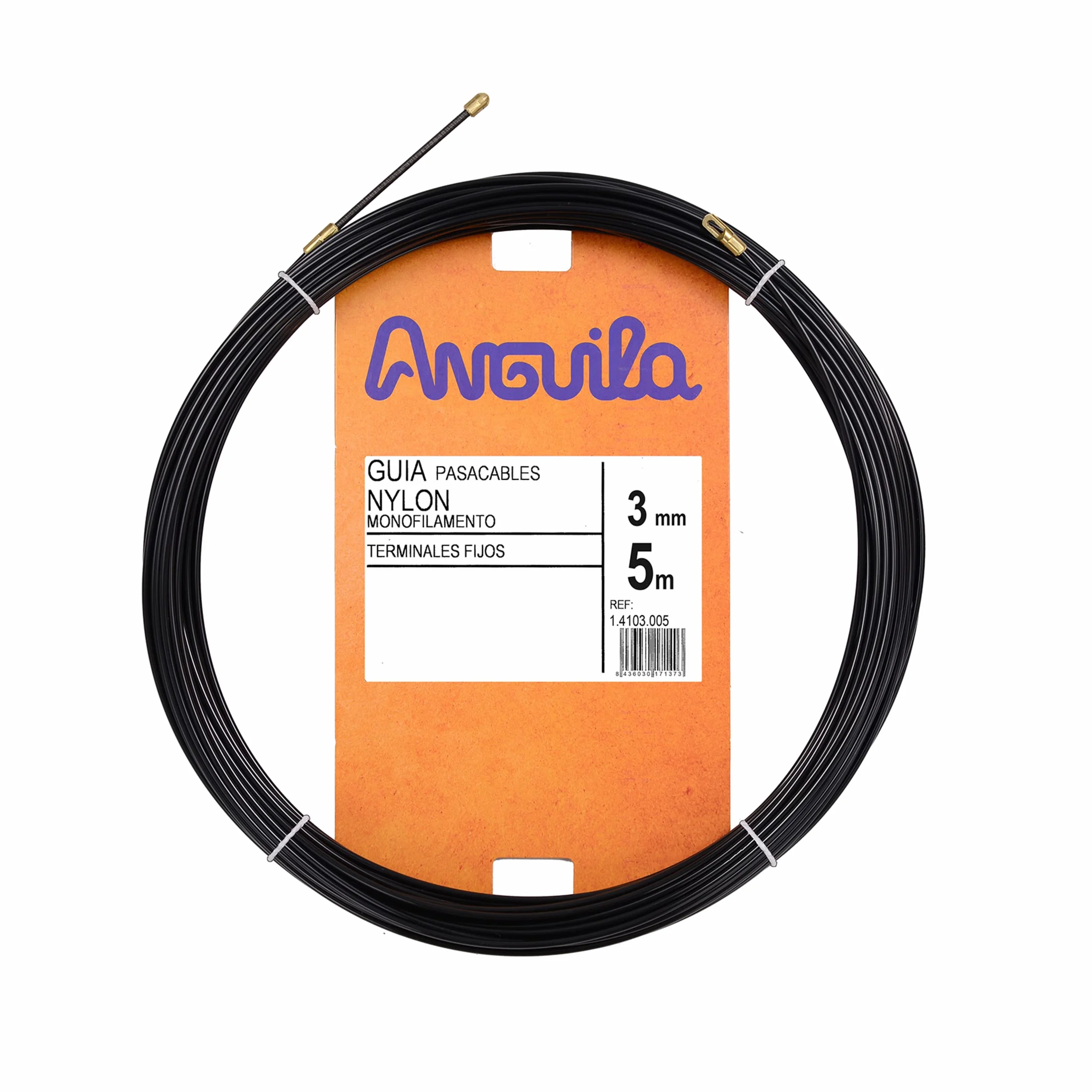 Anguila Pomoc do wciągania kabli | stałe końcówki | pojedyncze włókno lite | nylon | kolor czarny | średnica 3 mm | 5 metrów