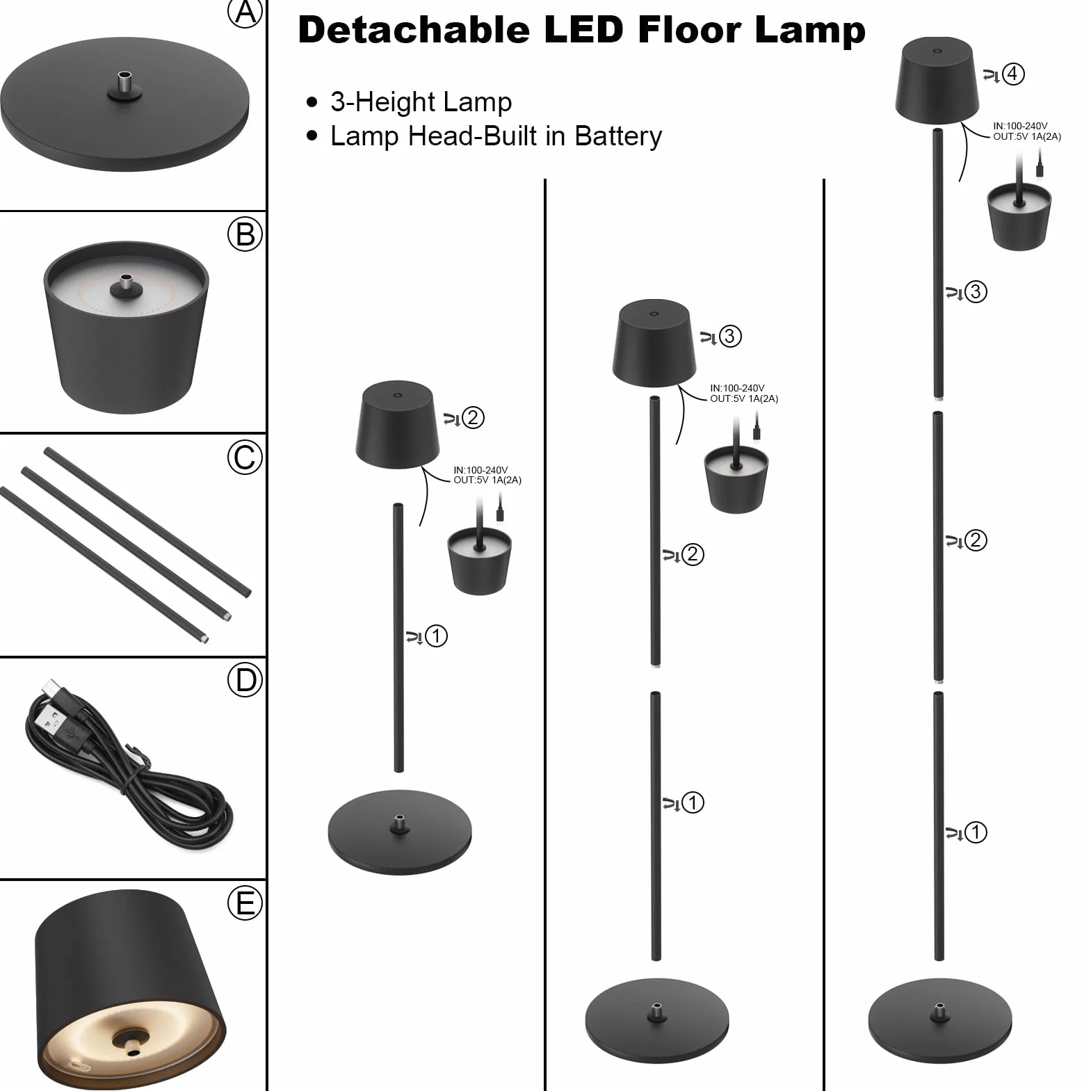 K-Bright Lampa stojąca, lampka do czytania, do oświetlenia pomocniczego, 3000 K, ciepła biel, nieskończona możliwość ściemniania, sterowanie dotykowe, lampa stojąca, do salonu, sypialni, biura