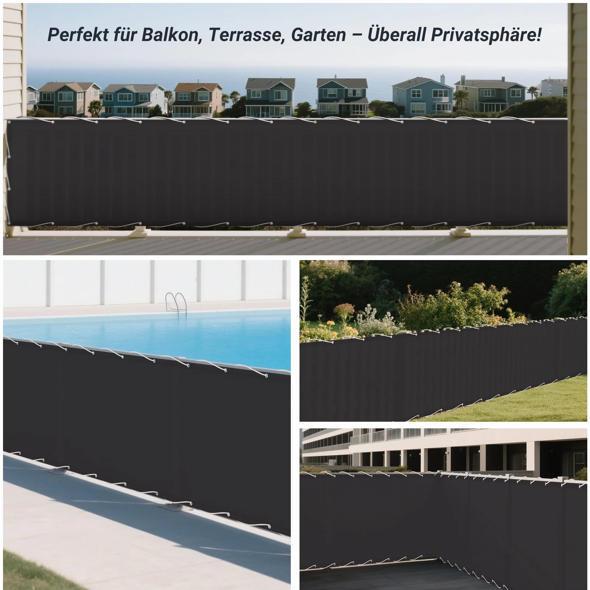 Osłona balkonowa przed wiatrem 90x300 cm antracytowa