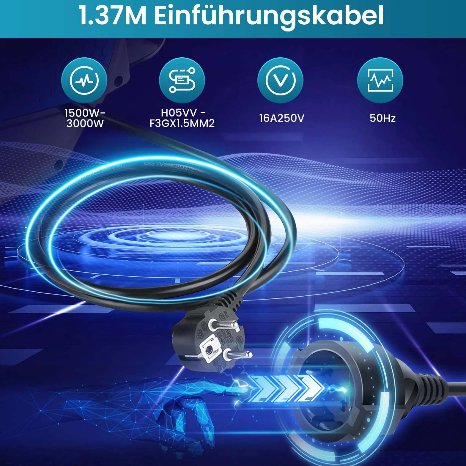 Himimi automatyczny bęben kablowy 15 m + 1 m przewód doprowadzający 1500 W kabel przedłużający na zewnątrz, bęben kablowy do montażu na ścianie o 180° z boku wychylny do montażu na ścianie