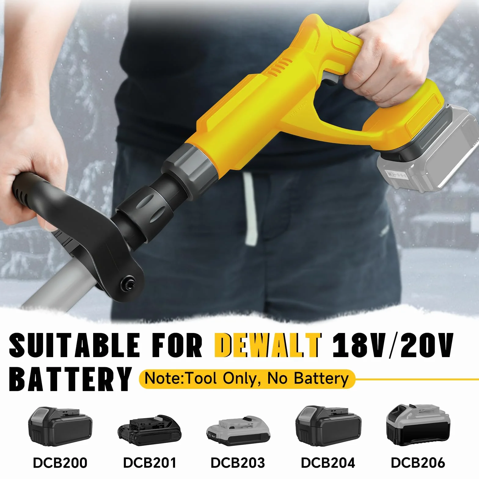 Bezprzewodowa odśnieżarka kompatybilna z akumulatorem Dewalt 20V Max, szerokość 32,5 cm, głębokość 24,5 cm, 136 kg/min, 500 W elektryczna odśnieżarka z bezszczotkowym silnikiem, zasięg wyrzutu 6 m