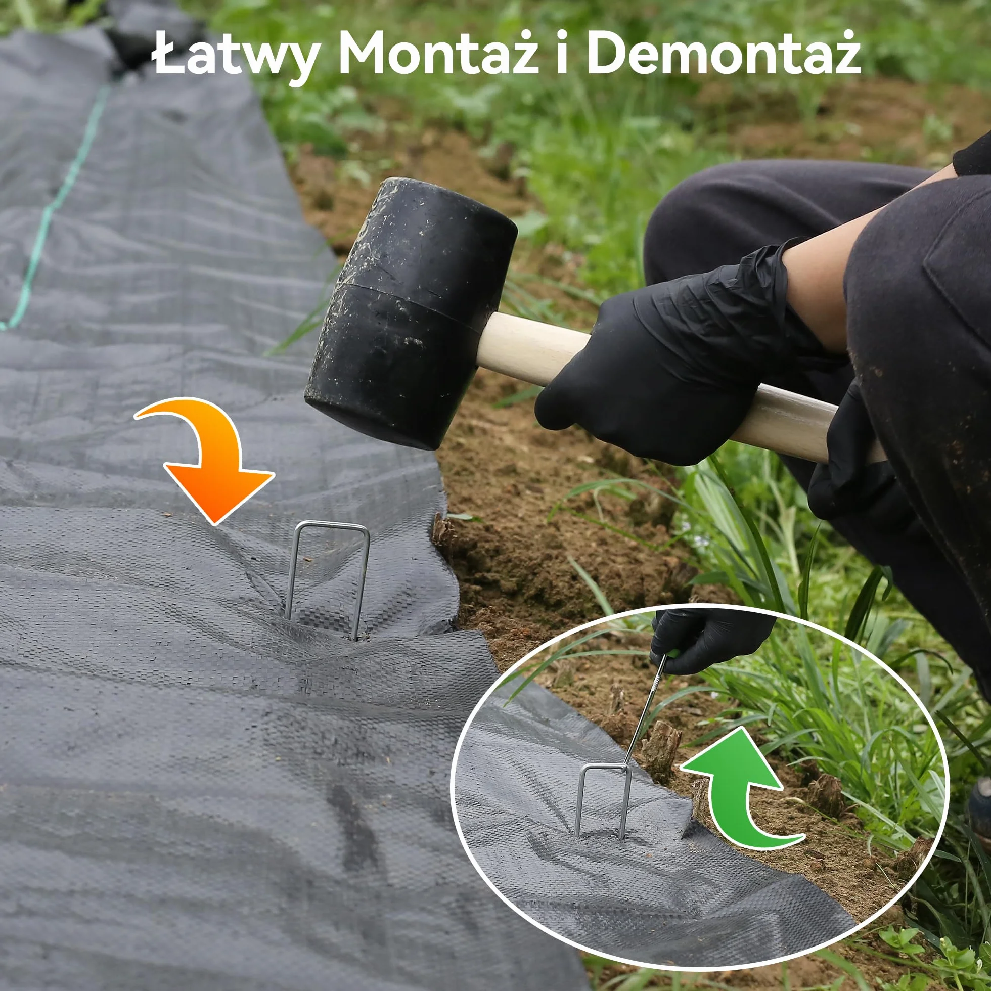 50 szt. Wytrzymałe Szpilki Ogrodowe 20cm Ø 3mm – Ocynkowane Stalowe Kotwy Mocujące do Mocowania i Kotwiczenia Agrowłókniny, Obrzeży Krajobrazowych, Siatek i Rurek z 1 Hakiem do Wyciągania