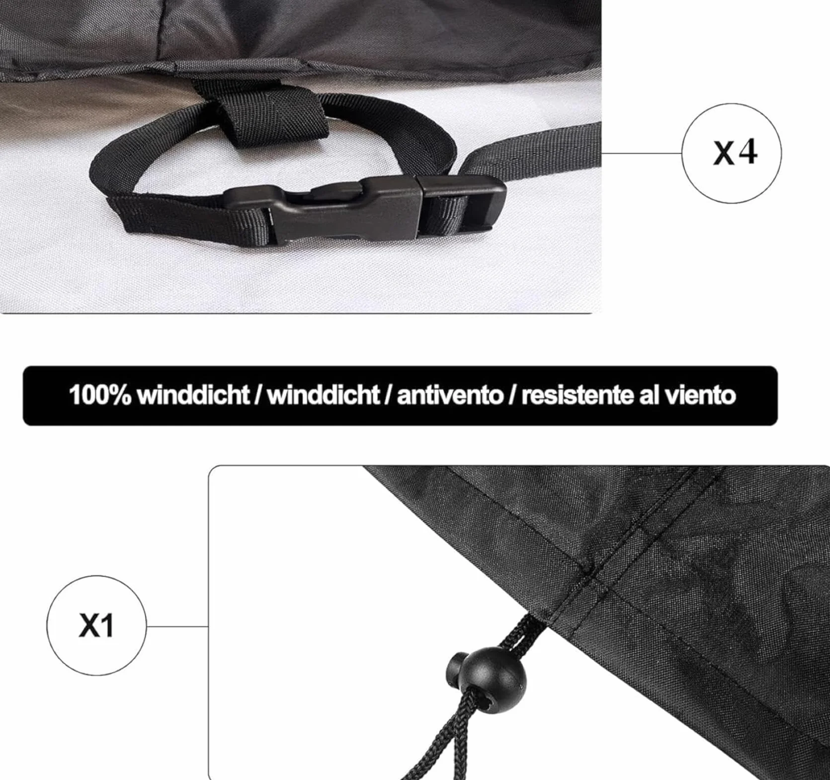 Szczelne etui ochronne na meble ogrodowe 270 x 90 x 70 cm (dł. x szer. x wys.) powłoka genowa meble ogrodowe, gęstość, obciążenie 420D Oxford GeBebe prostokątny pokrowiec ochronny, na stoły
