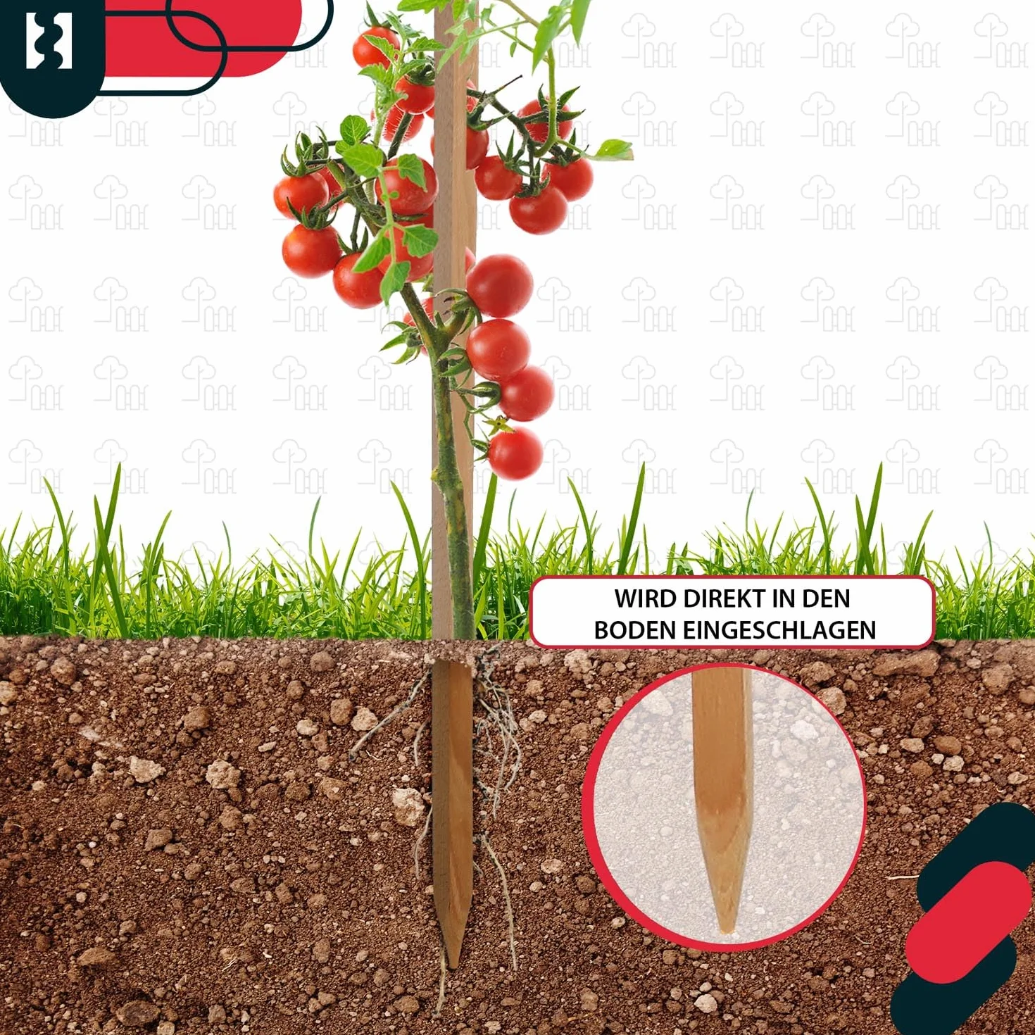 KOTARBAU® Paliki Drewniane 150 cm do Pomidorów Warzyw Podpora