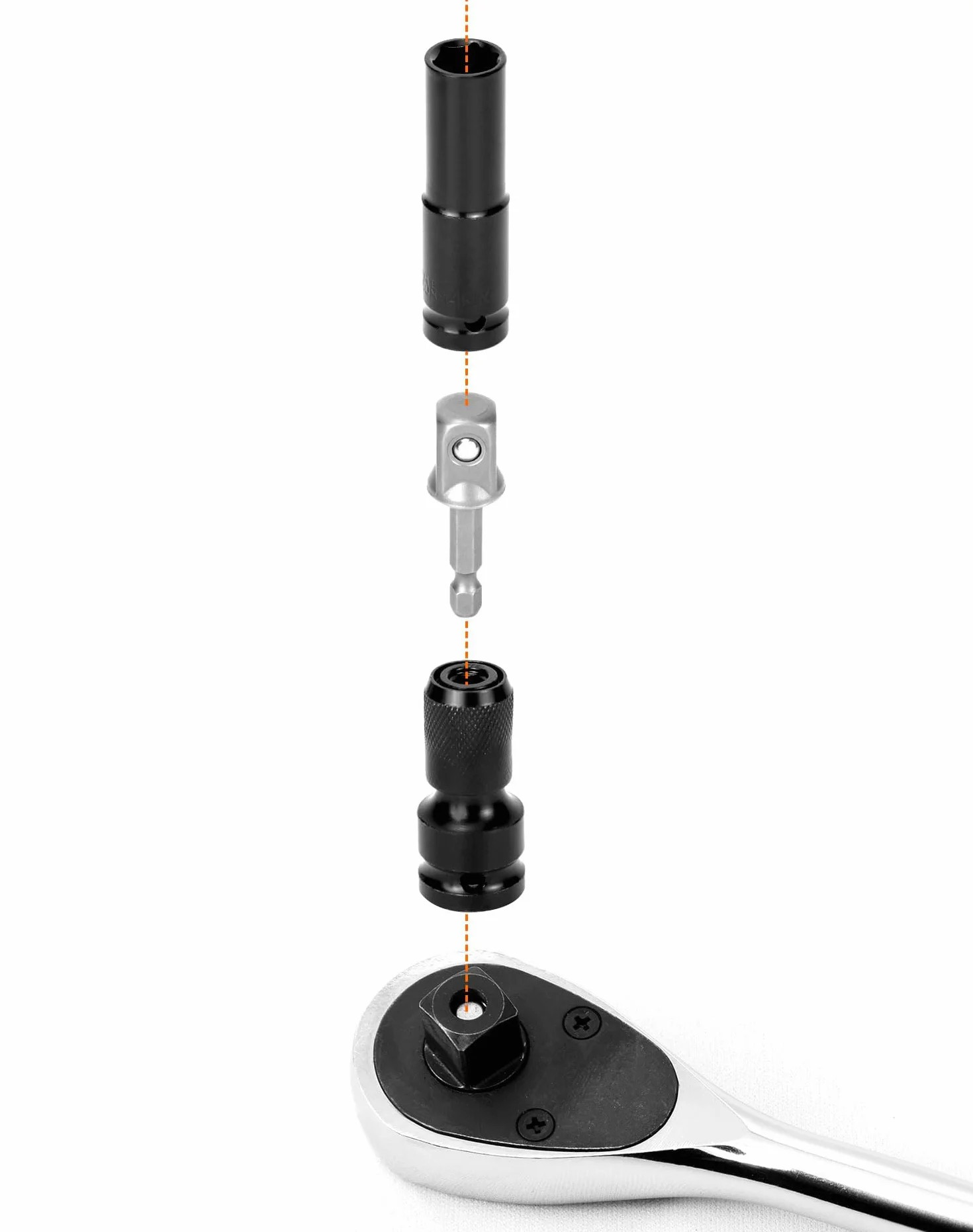 QWORK® 11-częściowy zestaw nasadek udarowych 1/2 cala z adapterem klucza nasadowego 1/4 cala, zestaw długich nasadek metryczny napęd zestaw narzędzi 10-24 mm do wiertarek elektrycznych i