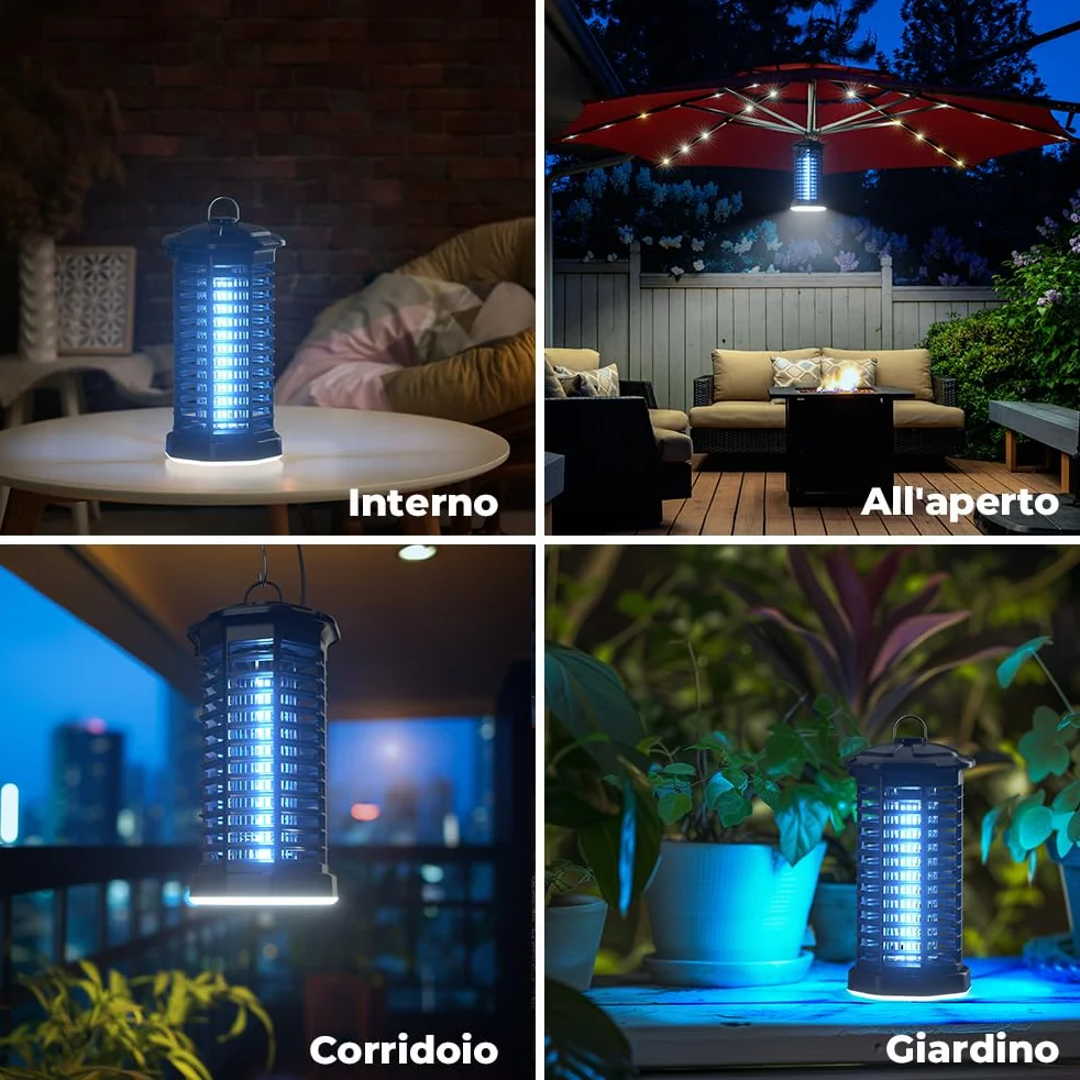 YISSVIC Elektryczna lampa przeciw komarom 4200 V UV wodoodporna elektryczna moskitiera IPX4, ochrona przed komarami do ogrodu, wewnątrz i na zewnątrz ze szczotką do czyszczenia