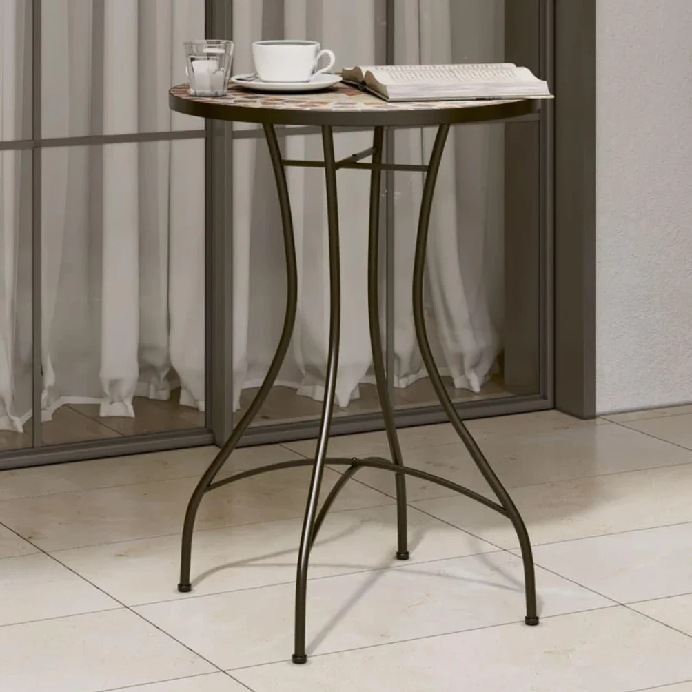 vidaXL Mozaikowy stolik bistro ceramiczny Ø50x70 cm terakotowo-biały