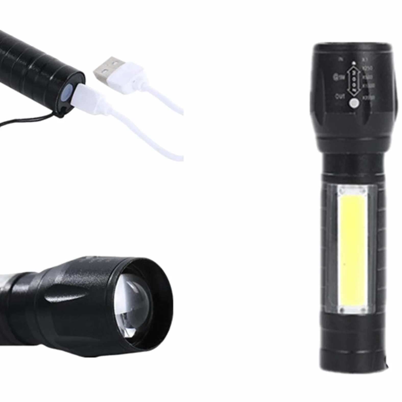 Bardzo długa latarka elektryczna w trybie gotowości Mini XPE Latarka ze stopu aluminium Silne światło Zoom Długi-USB Wielofunkcyjna latarka wielokrotnego ładowania jako Power Bank i akcesori