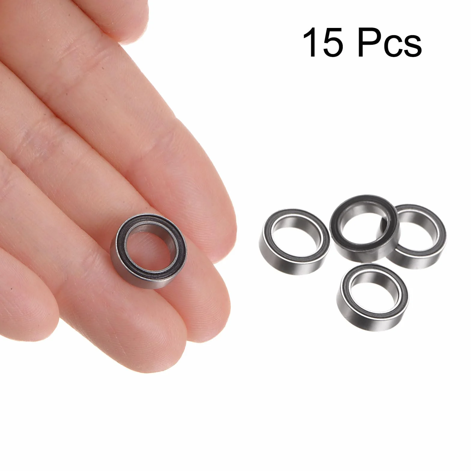 sourcing map 15 sztuk MR128-2RS łożyska kulkowe zwykłe 8 x 12 x 3,5 mm stal chromowana miniaturowe łożyska podwójnie uszczelnione łożysko precyzyjne, P6 (ABEC 3)
