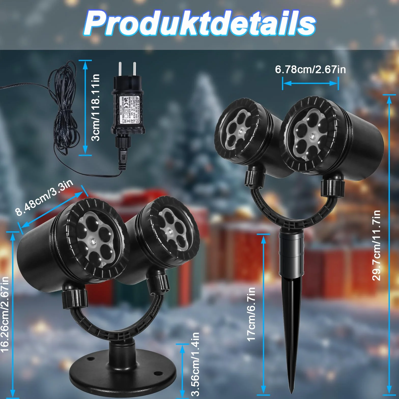 Zewnętrzny projektor bożonarodzeniowy z podwójną głowicą LED z timerem wodoodporny LED płatek śniegu Boże Narodzenie oświetlenie zewnętrzne oświetlenie ścienne ogród podwórko dekoracja świąteczna