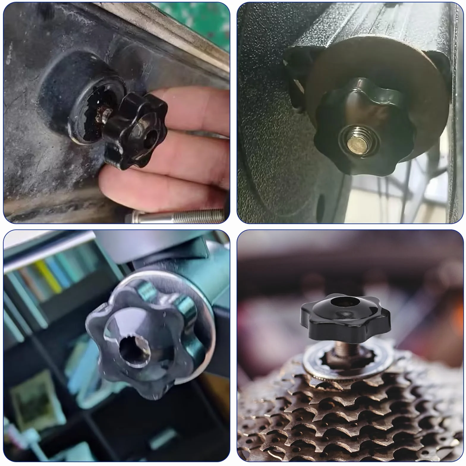 6 sztuk nakrętek z uchwytem gwiazdowym M8 z tworzywa sztucznego, nakrętki skrzydełkowe M8, czarne, nakrętki radełkowane do przemysłu mechanicznego, mebli, wyposażenia elektronicznego