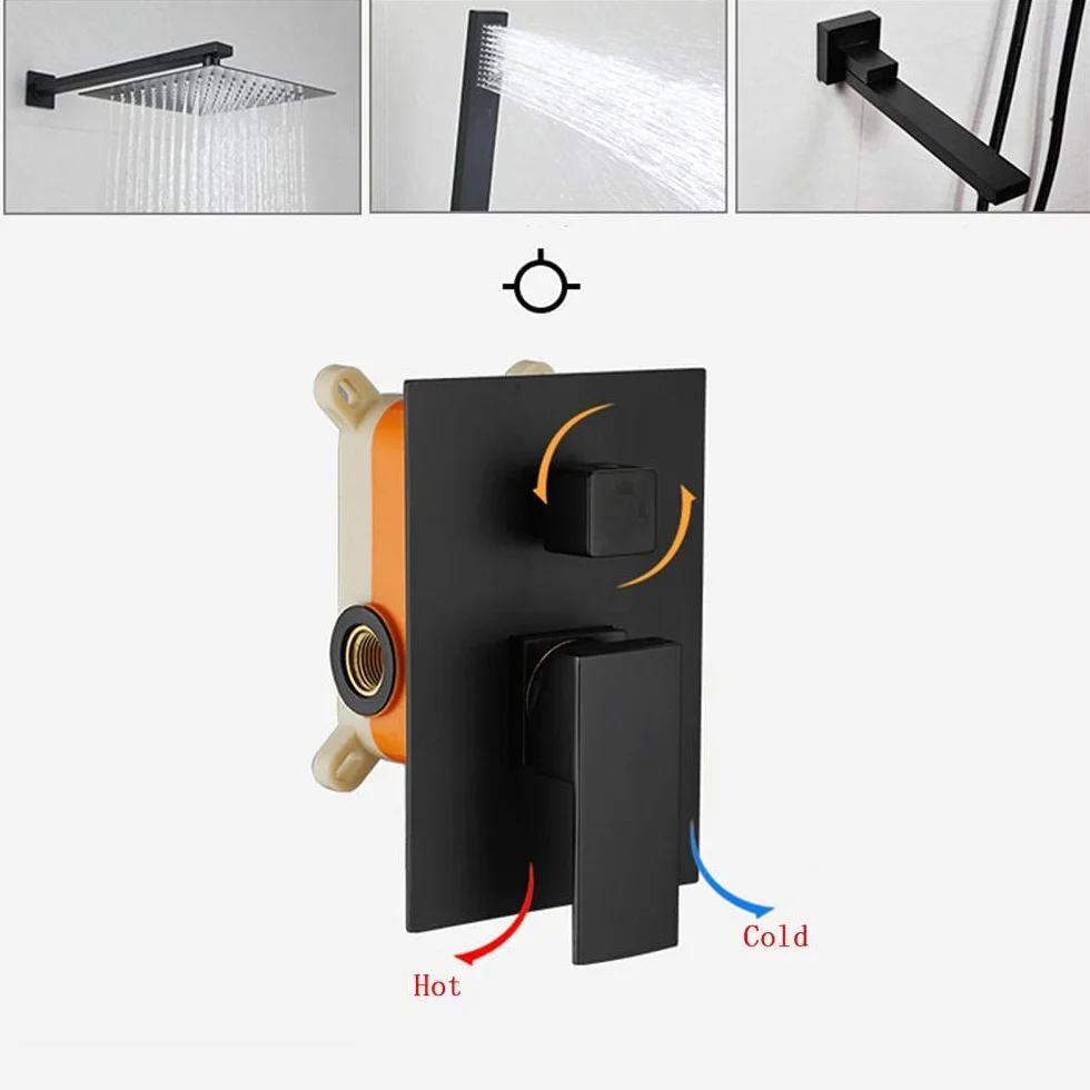 Dwufunkcyjny mikser zestaw prysznicowy kwadratowe deszczownice słuchawki prysznicowe zestaw luksusowy deszczownica prysznic zestaw combo do łazienki-chrom-A_25.4 cm (b 40.6 cm)