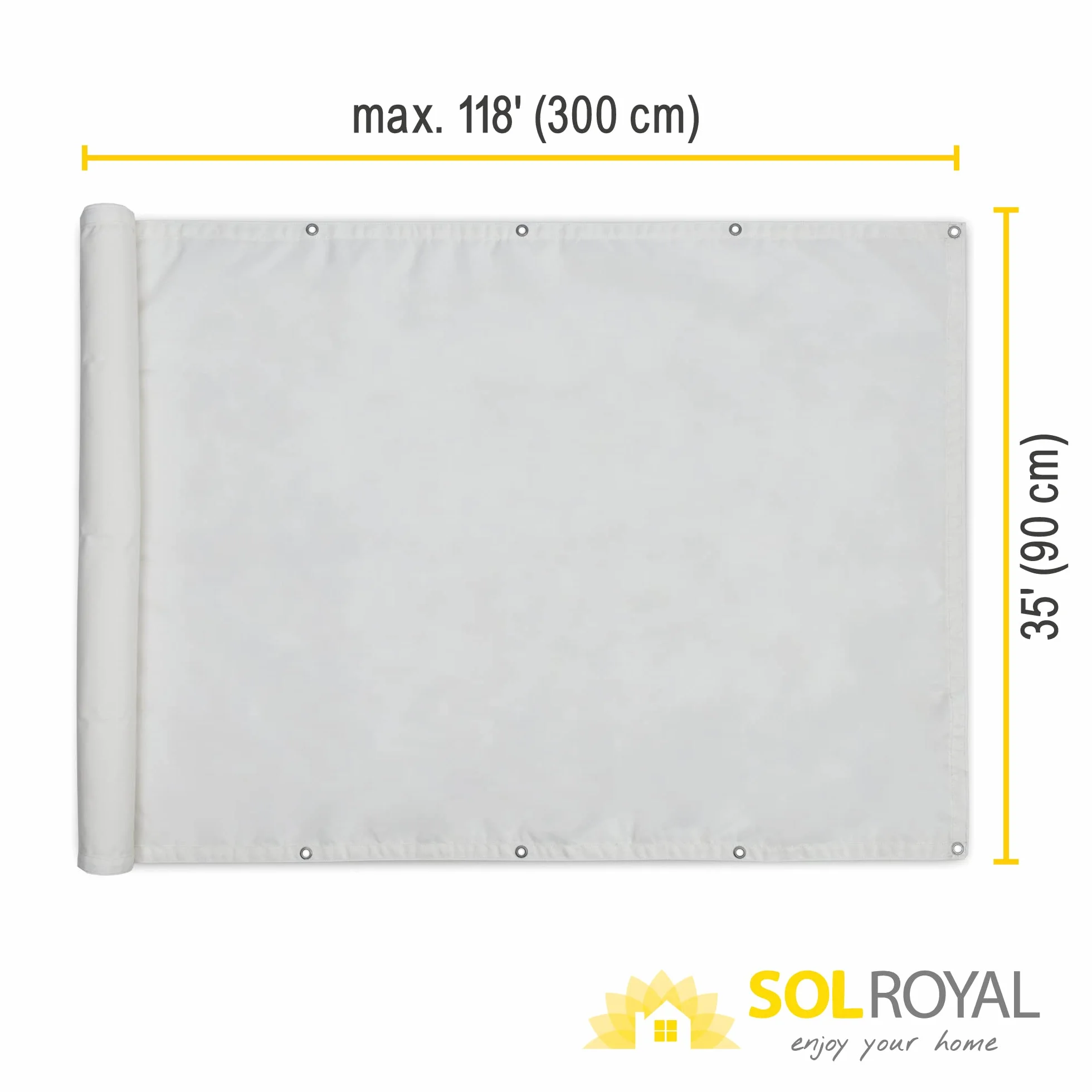 Parawan SolVision PB2 90x300 cm Biała Mata Balkonowa Ochrona przed Słońcem i Wiatrem UV