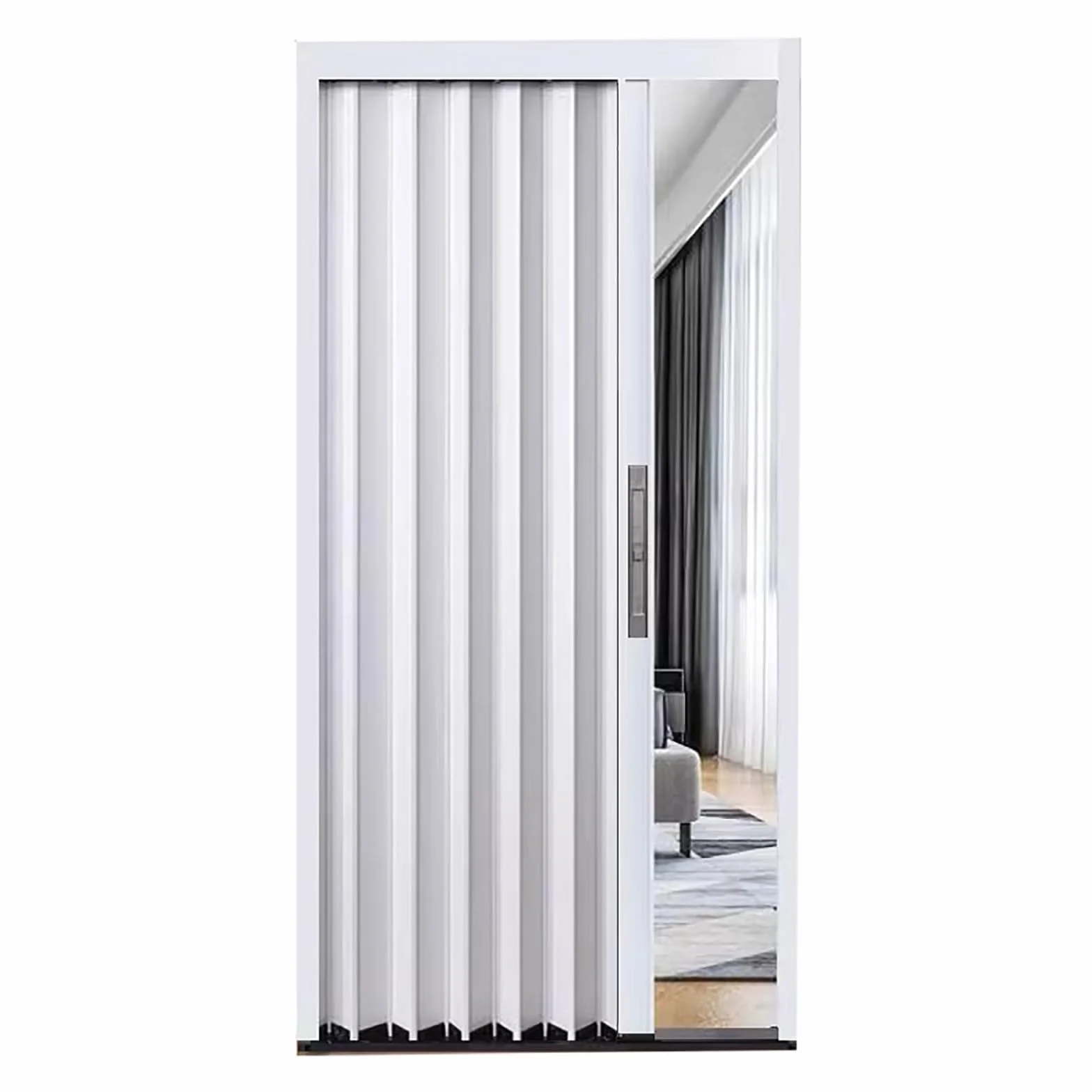Drzwi harmonijkowe PVC składane 203 cm z zamkiem Gray Frame 86x203cm