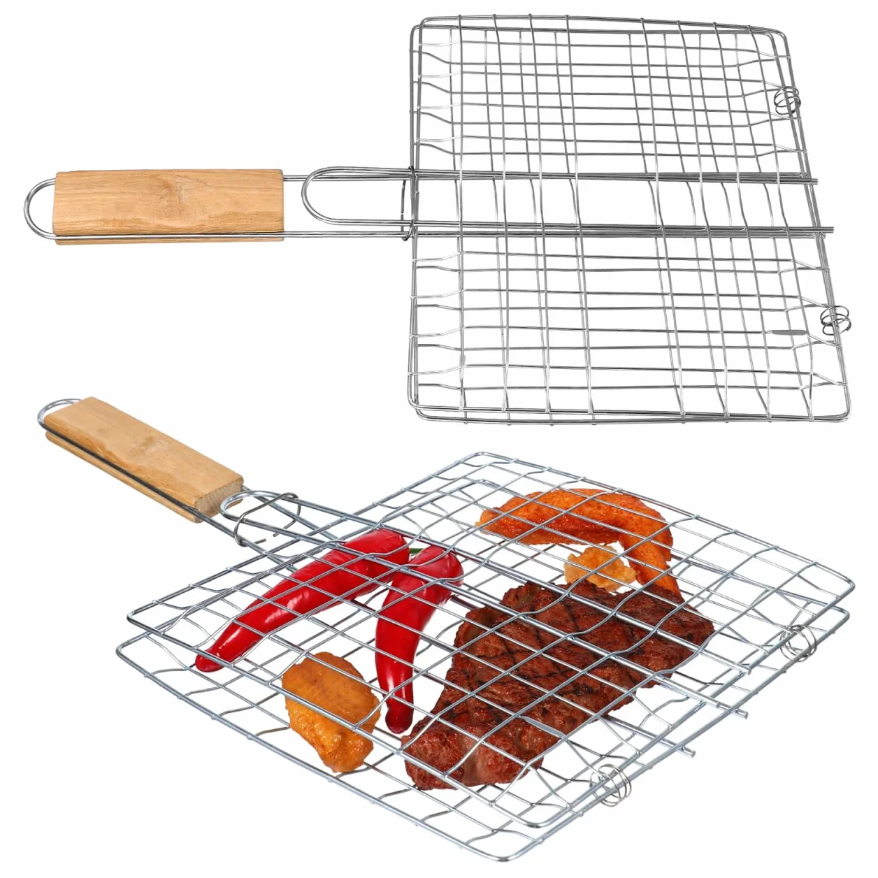 PRETYZOOM 2 sztuki ruszt do grillowania ze stali nierdzewnej do ryb, warzyw, steków