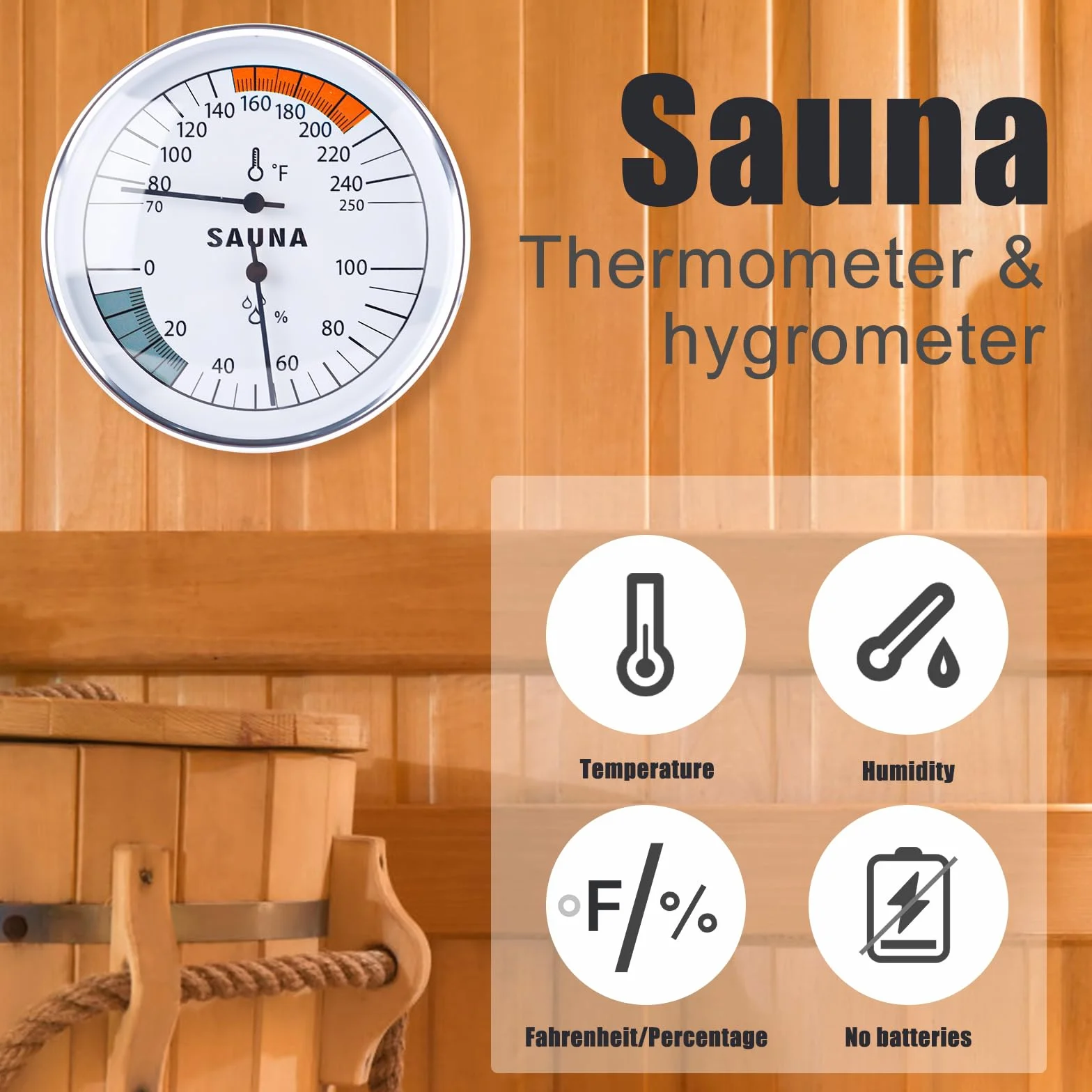 Termometr do Sauny 2 w 1 Fahrenheit i Higrometr Montaż Ścienny