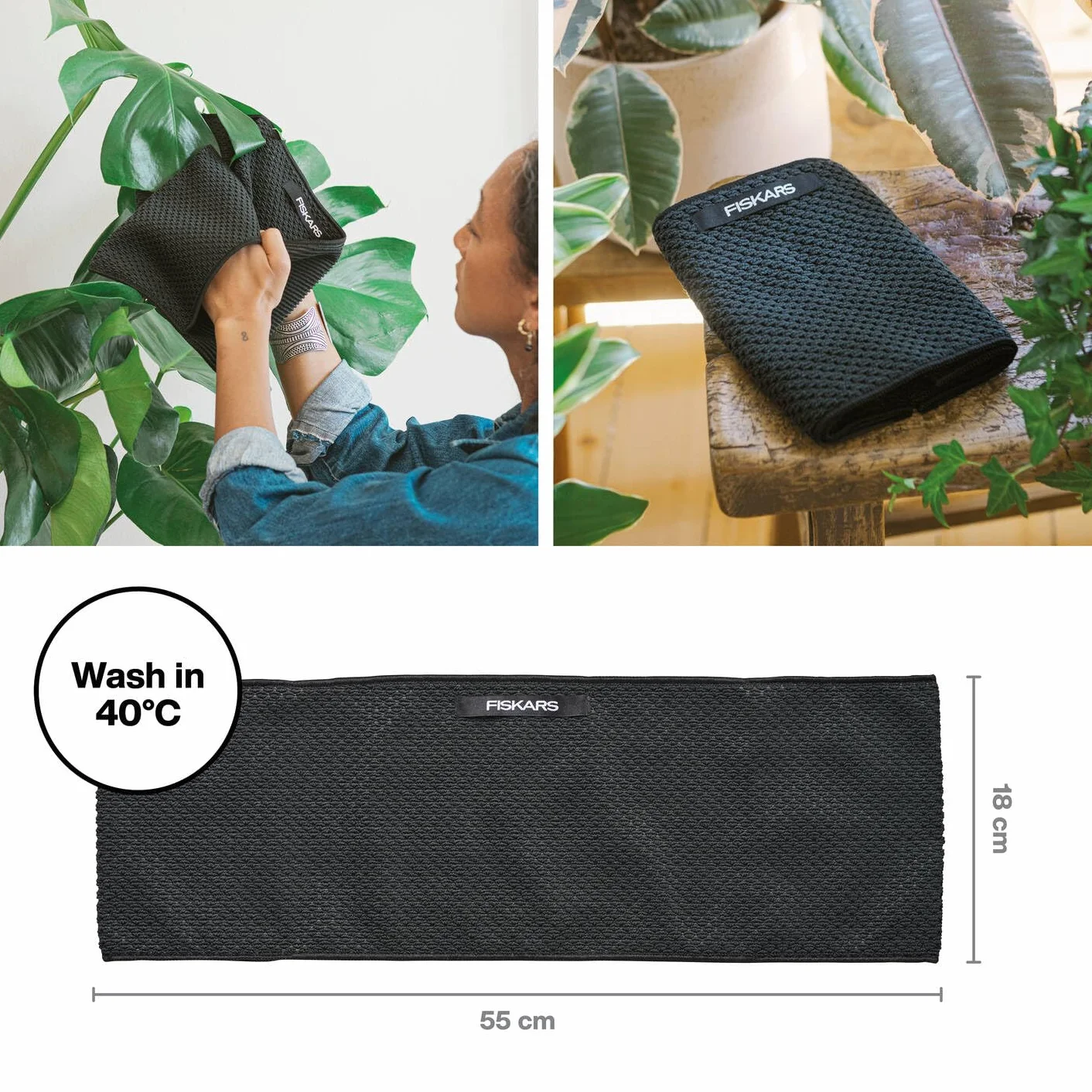 Fiskars Odkurzacz do roślin domowych Urban Plant Care 18 x 55 cm poliester poliamid czarny