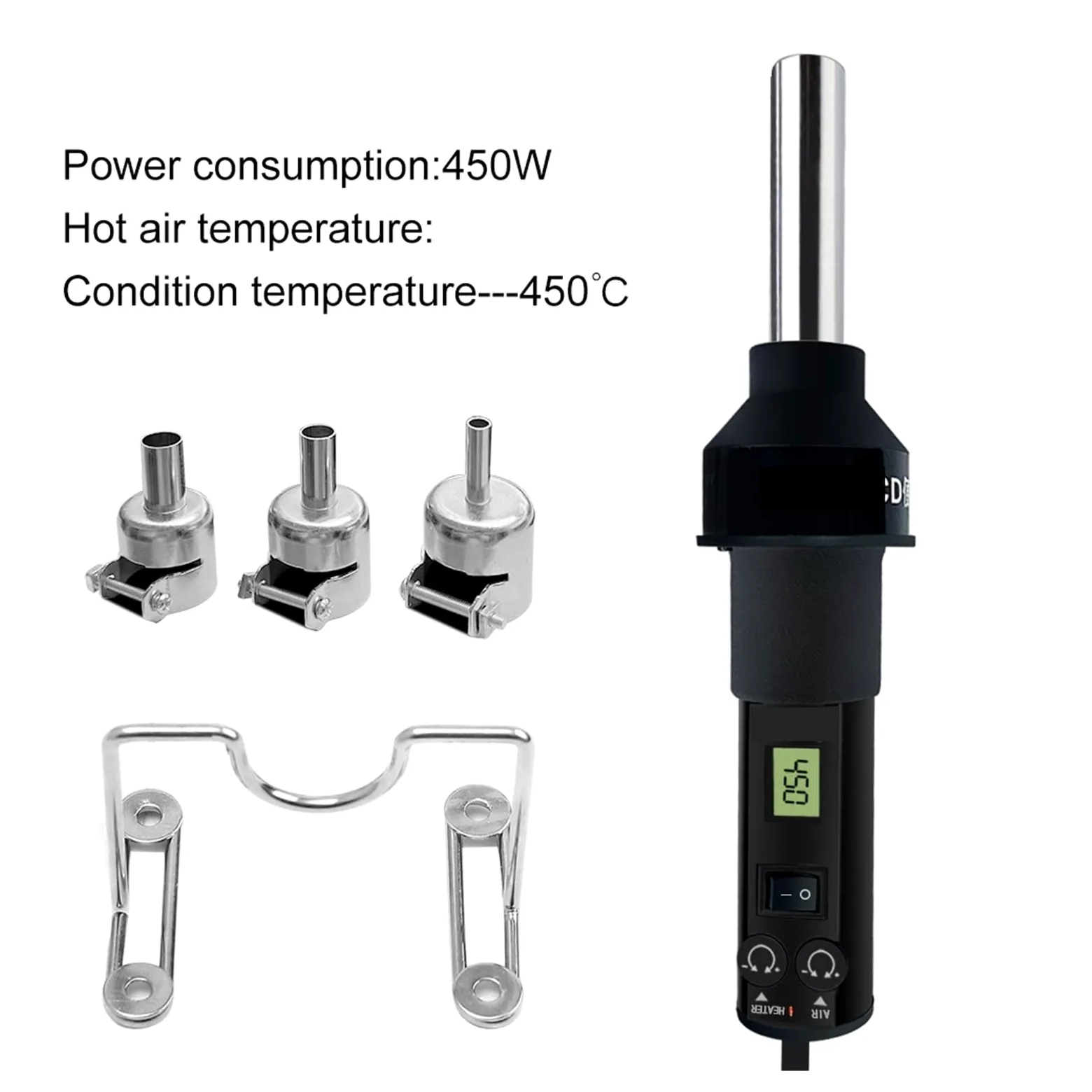 Pistolet termiczny LCD cyfrowy opalarka Hot wiatrówka rozlutownica stacja lutownicza regulowana temperatura 500 stopni