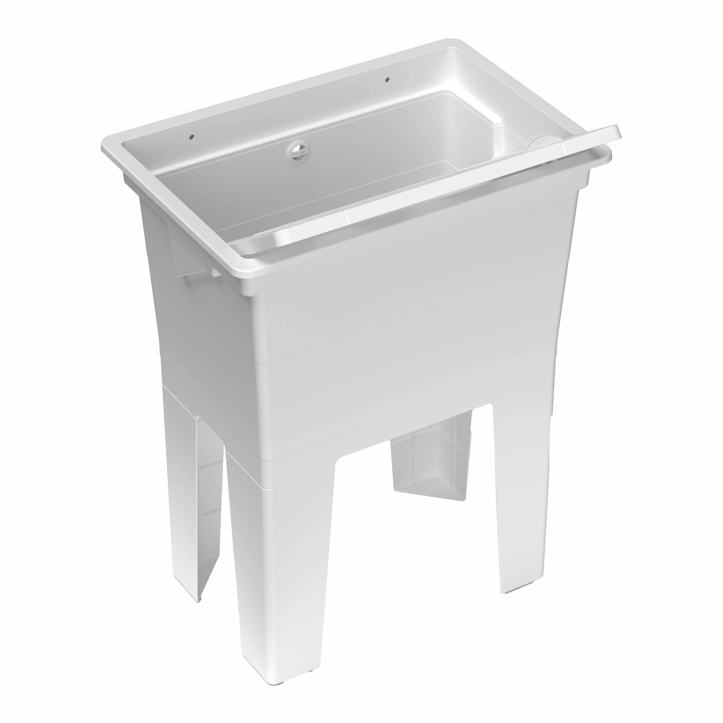 Adventa: Umywalka z żywicy PP z deską myjącą, łatwa instalacja, odporna na kwasy, pralnia, garaż, na zewnątrz, 59 x 40 cm x 74 cm, biała