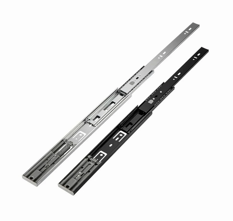 Metalowe prowadnice do szuflad, Prowadnice do szuflad z łożyskami kulkowymi, pełny wysuw, montaż boczny, 45 kg, srebrno-czarne, 8-22 cale, opakowanie 2 szt.(Black,450mm/18in)