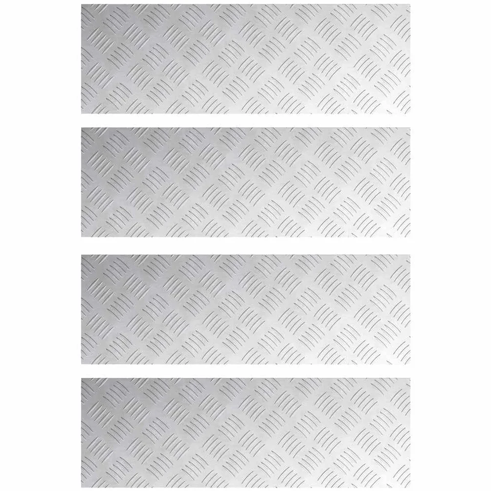Stopnie schodowe, 4 sztuki, srebrne, 75 x 25 cm, aluminium | Antypoślizgowa, kwadratowa konstrukcja, do użytku wewnątrz i na zewnątrz, łatwa pielęgnacja