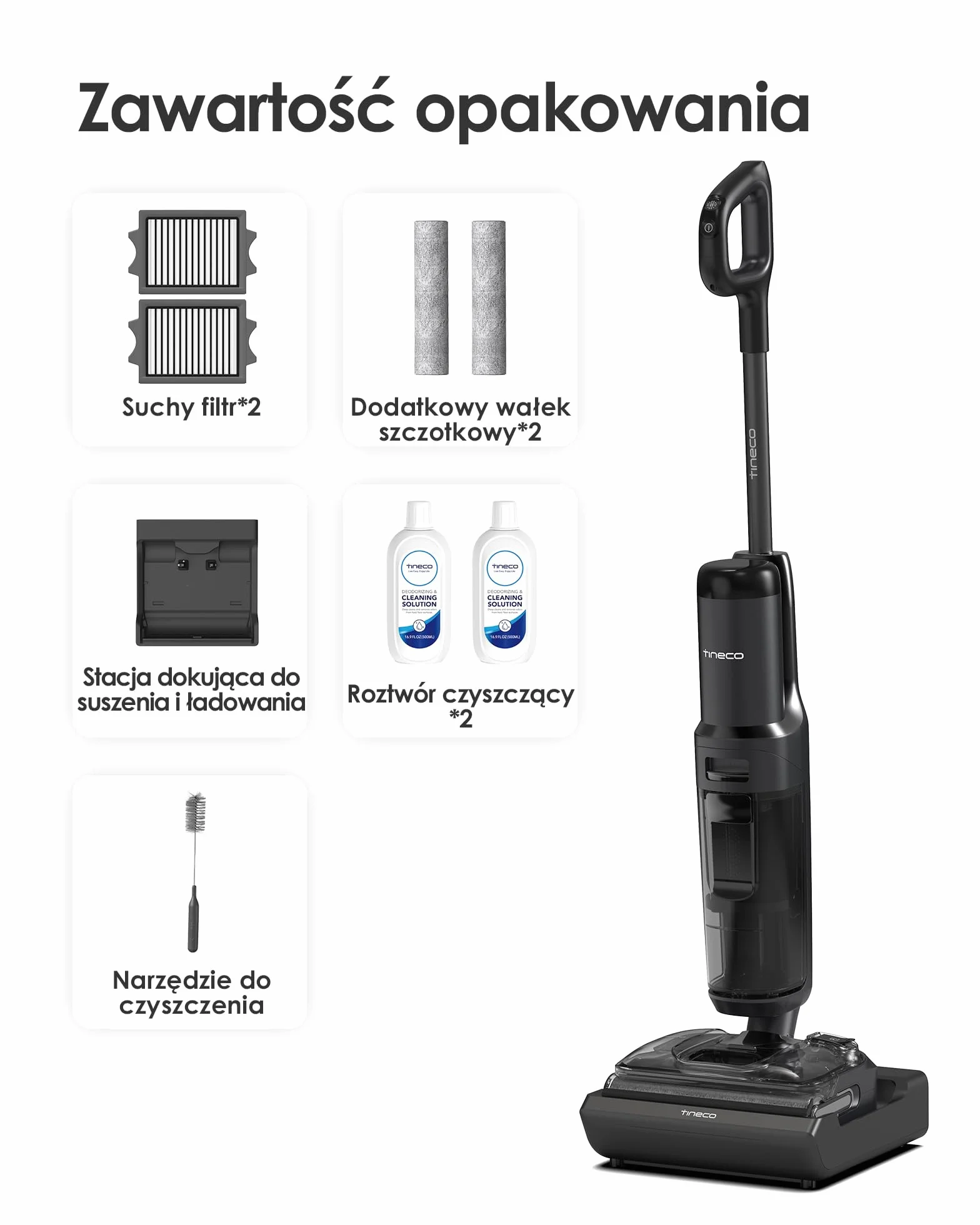 Tineco Floor ONE S7 Stretch Ultra Bezprzewodowy Odkurzacze na sucho i mokro, zapobiegająca splątaniu 180°, czas pracy 50 minut, samooczyszczanie Flashdry 85℃, dwustronne czyszczenie krawędzi