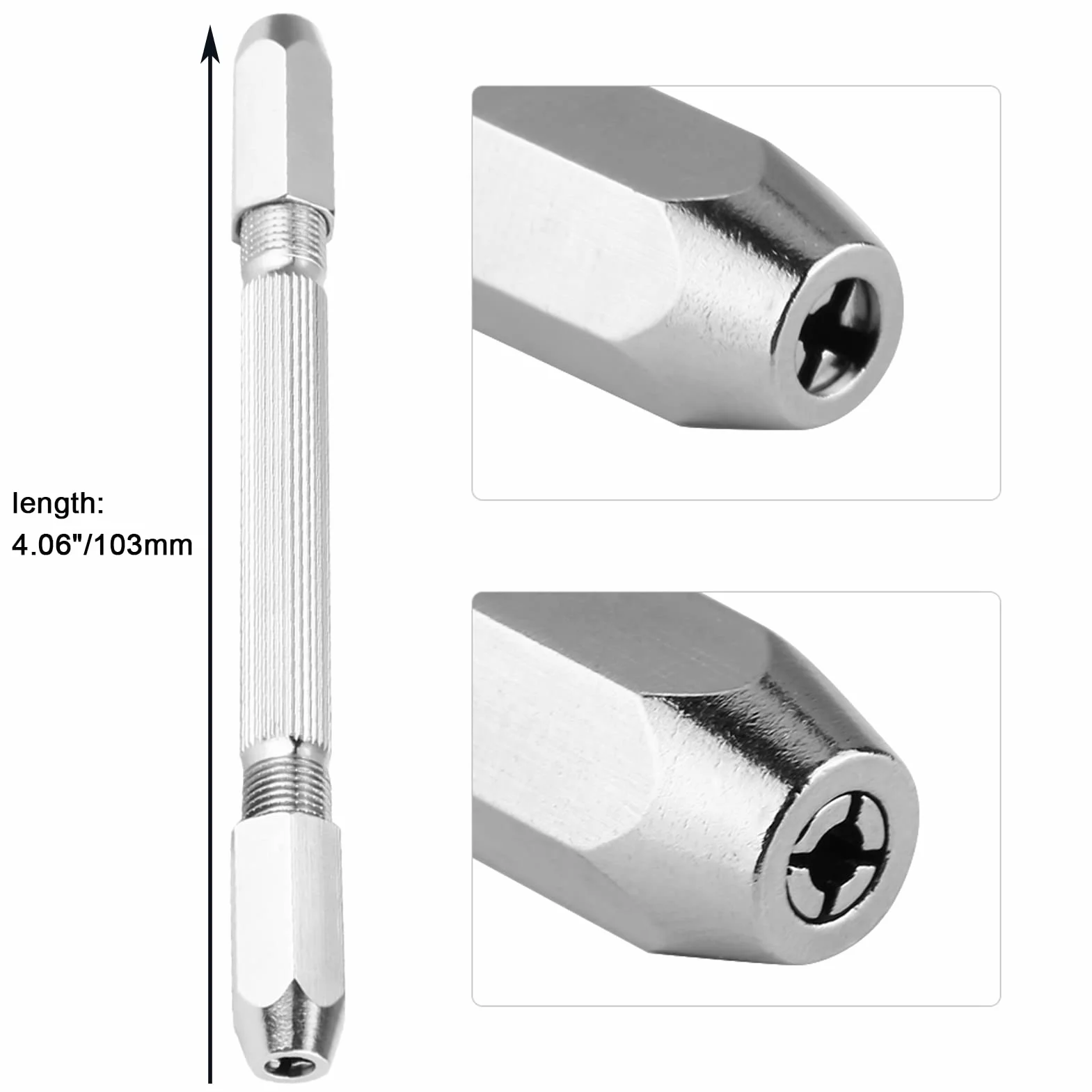 Wiertarka ręczna, świder ręczny Mini Micro 0-3 mm Wiertło imadło z podwójnym końcem, ręczny uchwyt obrotowy świder do wiercenia w drewnie, lipie, rogach kostnych