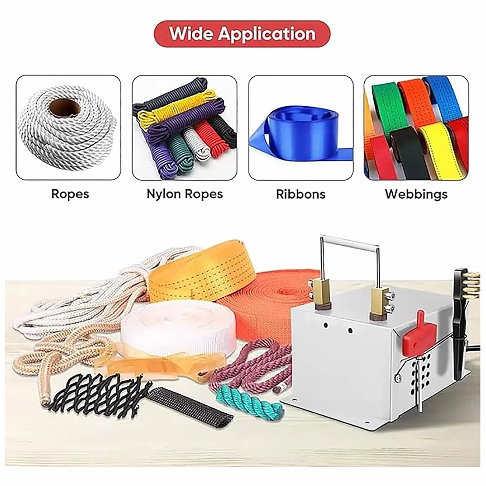 Electric Rope Cutter, Rope Cutter Hot Knife Rope Cutting, 0-800℃ Temperature Contro, 45W Hot Knife Rope Cutting Machine, Ideal for Ribbon, Foam, Webbing, Belting