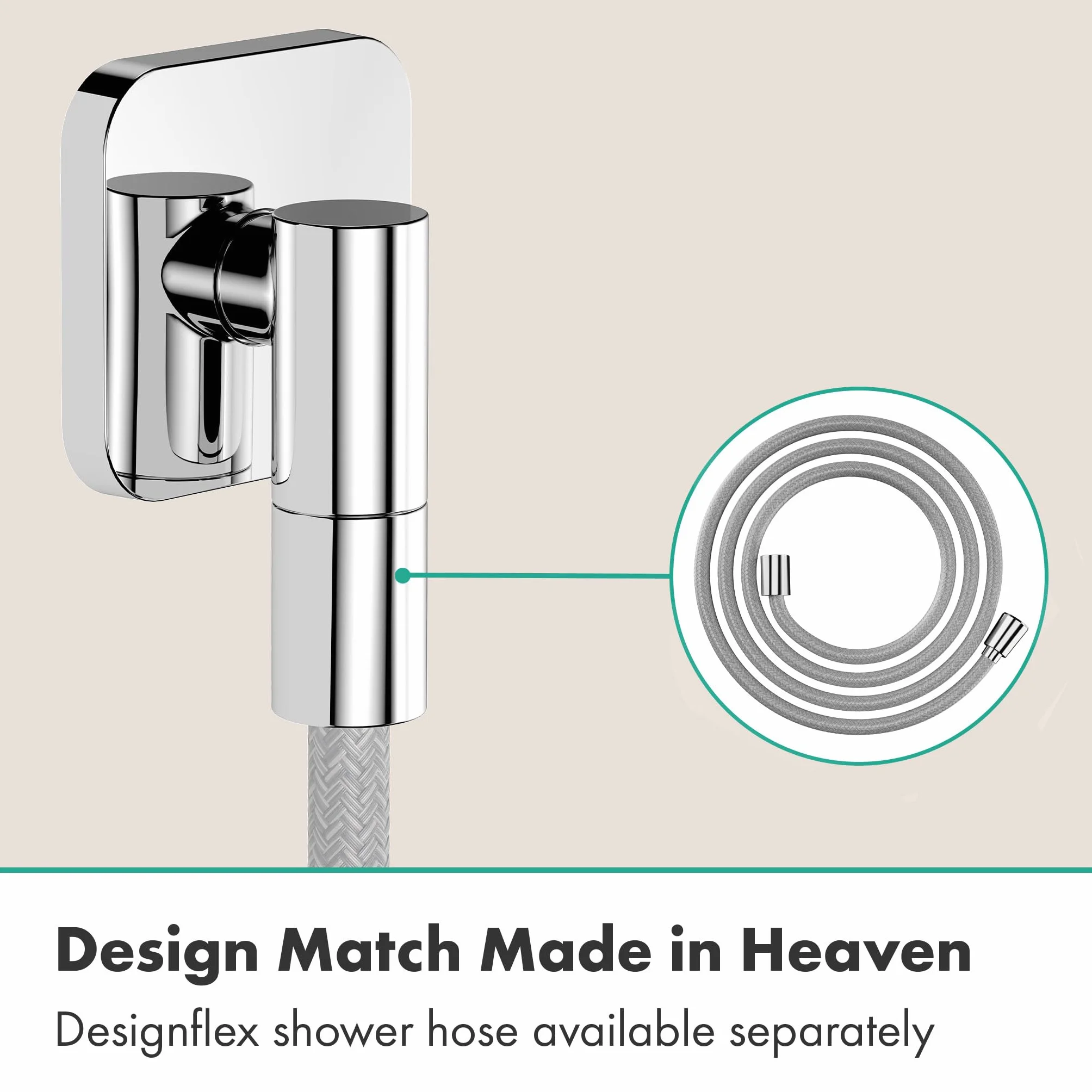 hansgrohe FixFit Fine Q - podłączenie węża prysznicowego, przyłącze ścienne z zaworem zwrotnym, przyłącze węża, kąt podłączenia węża, chrom, 28884000