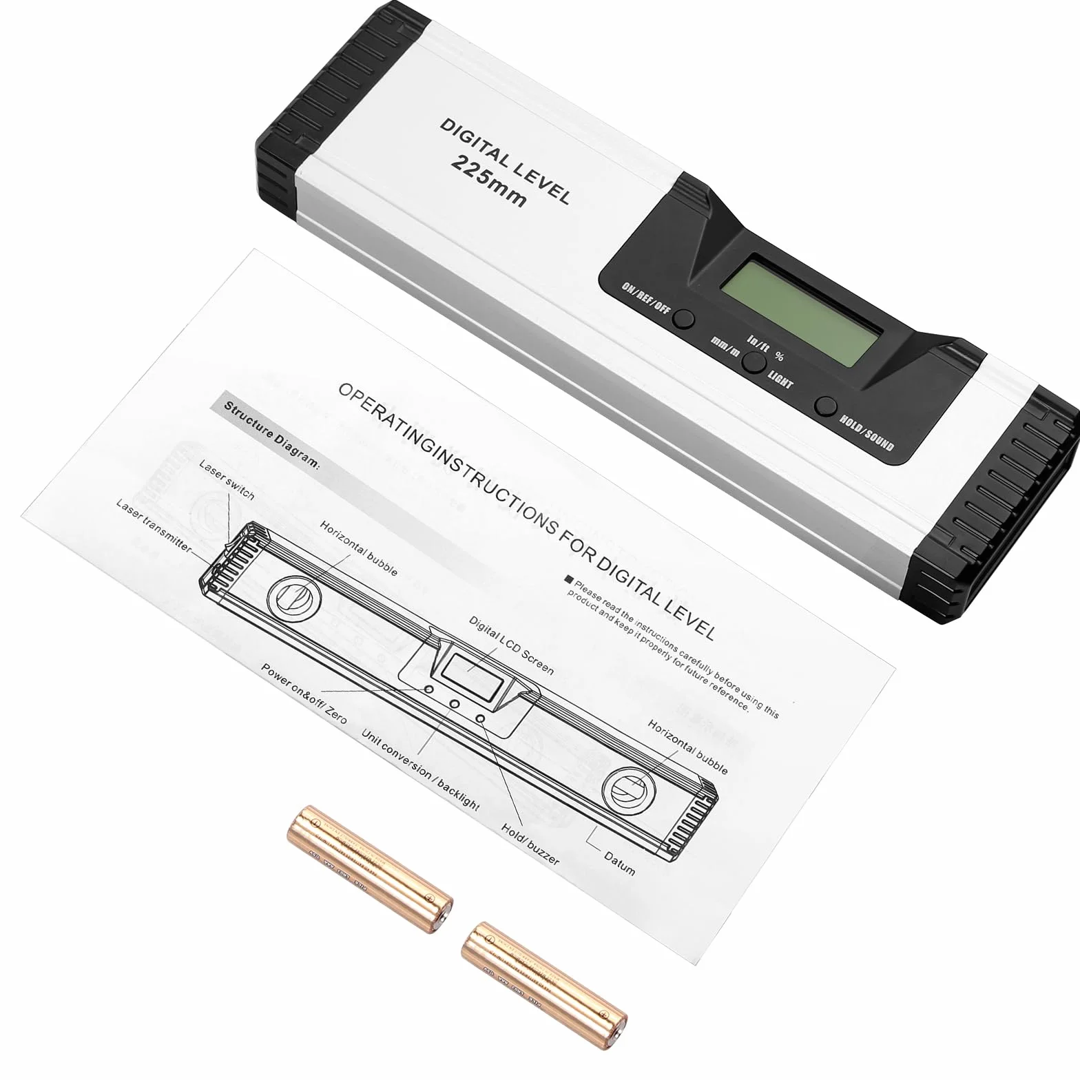 Neoteck 225mm/10 cali Cyfrowy Magnetyczny Poziom z Wskaźnikiem Dźwiękowym, aluminiowa linijka cyfrowa z magnetyczną podstawą, narzędzia pomiarowe, miernik kątów z dużym, czytelnym wyświetlaczem LED