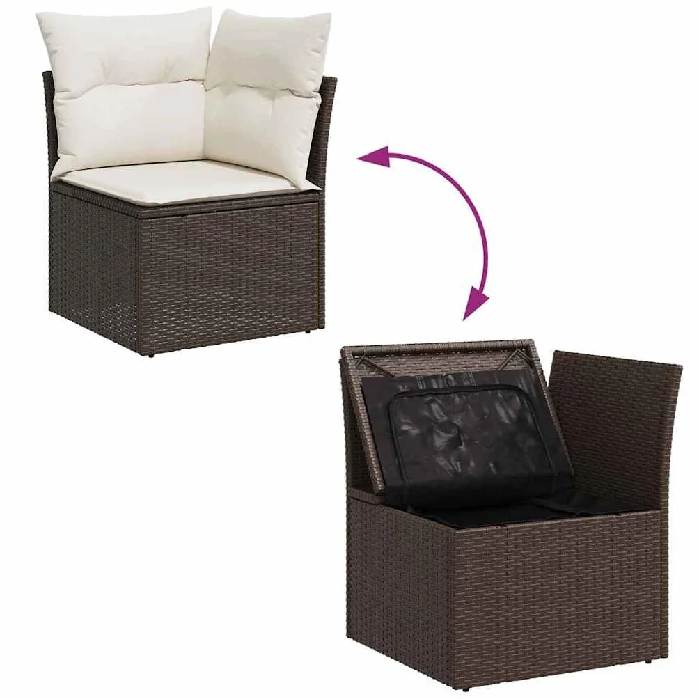 vidaXL Zestaw Sof na Ogród z poduszką 8 pcs Brązowy Rattan poli, Ogród i taras, nowoczesna sofa modułowa, meble ogrodowe, eleganckie siedzenia, zestaw na patio