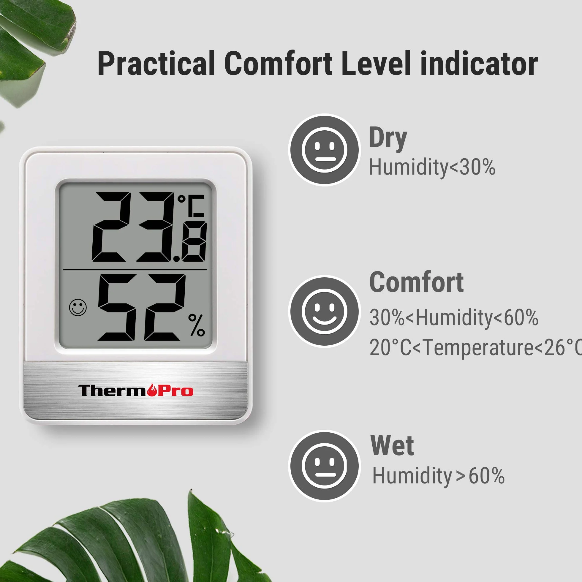 ThermoPro TP49-2 cyfrowy higrometr termometr monitor temperatury i wilgotności powietrza 2 sztuki