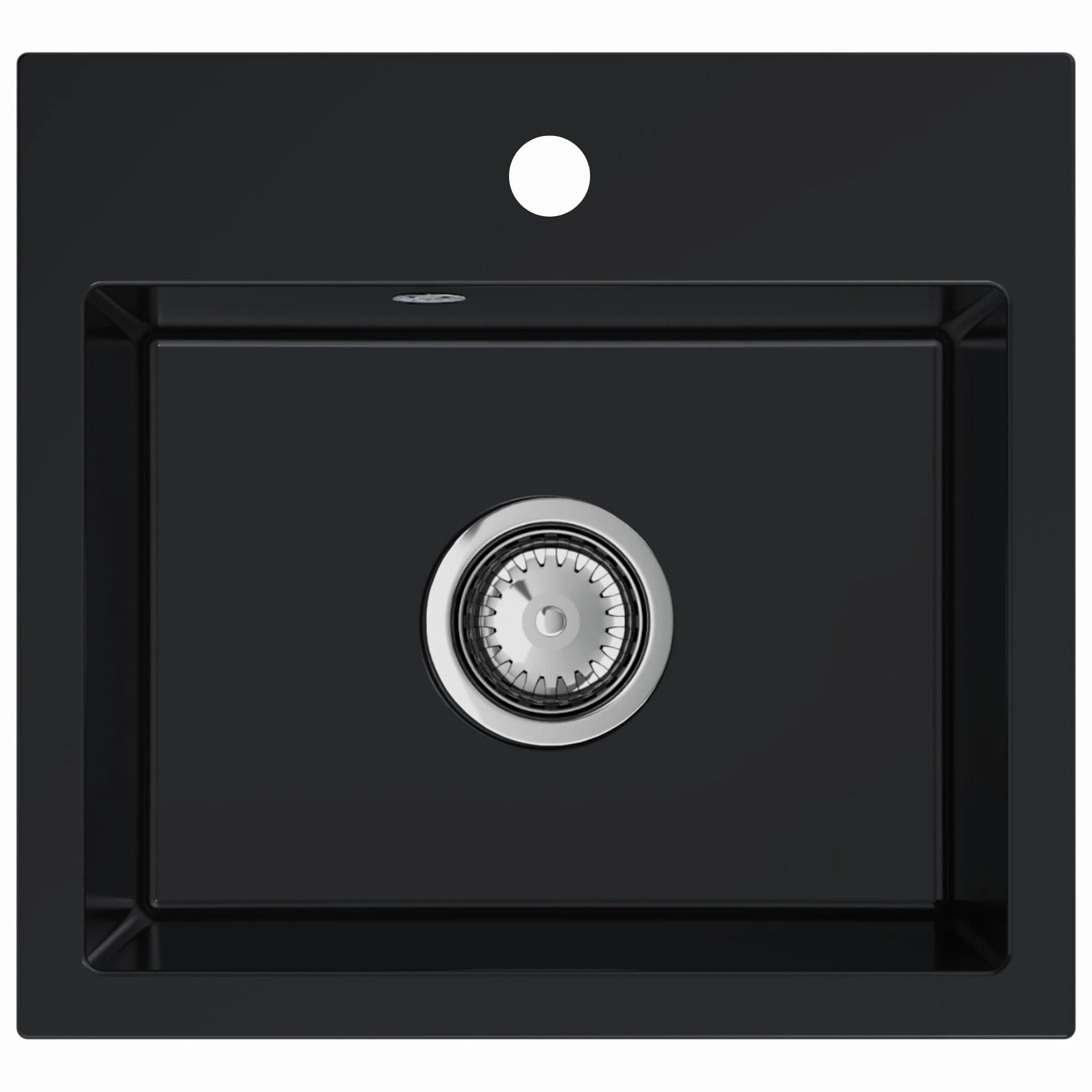 SINK Quality zlewozmywak czarny 45 × 42 cm – zlewozmywak z syfonem – umywalka do szafki pod umywalkę od 45 cm – zlewozmywak granitowy 1 umywalka – czarny zlew bez ociekacza
