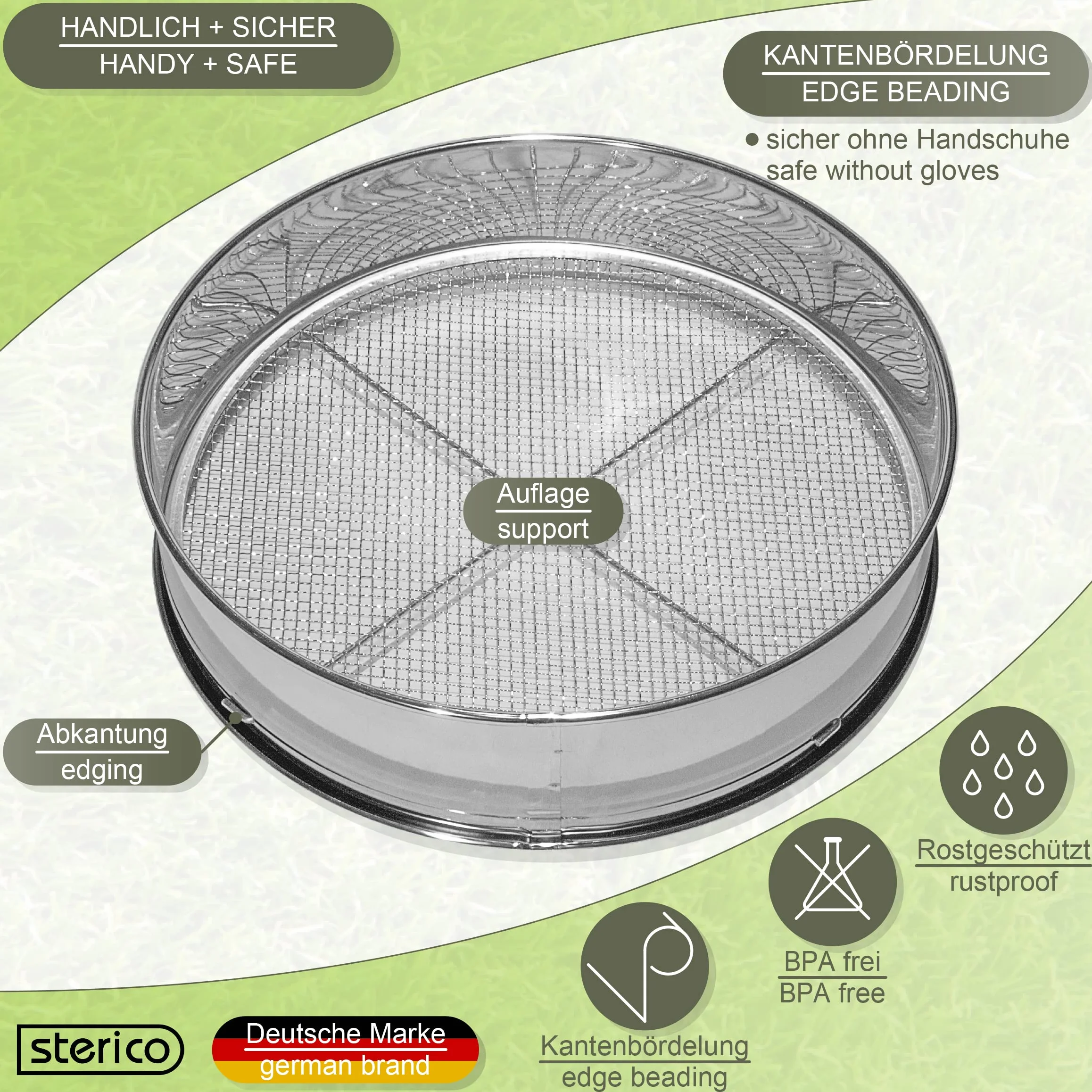 Sitko ogrodowe 5 w 1 30 cm metalowe Ø 3,5-12 mm odporne na rdzę