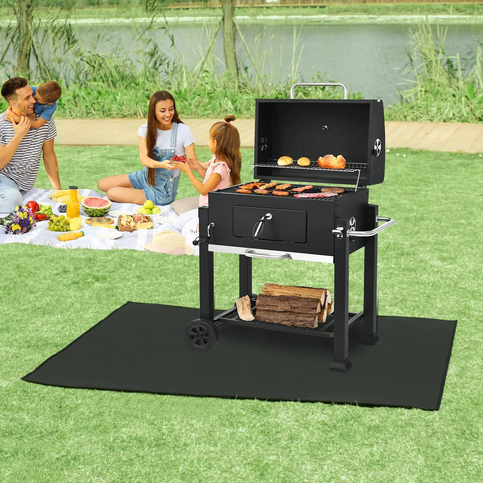 Ognioodporna mata pod grill do tarasu, wielokrotnego użytku