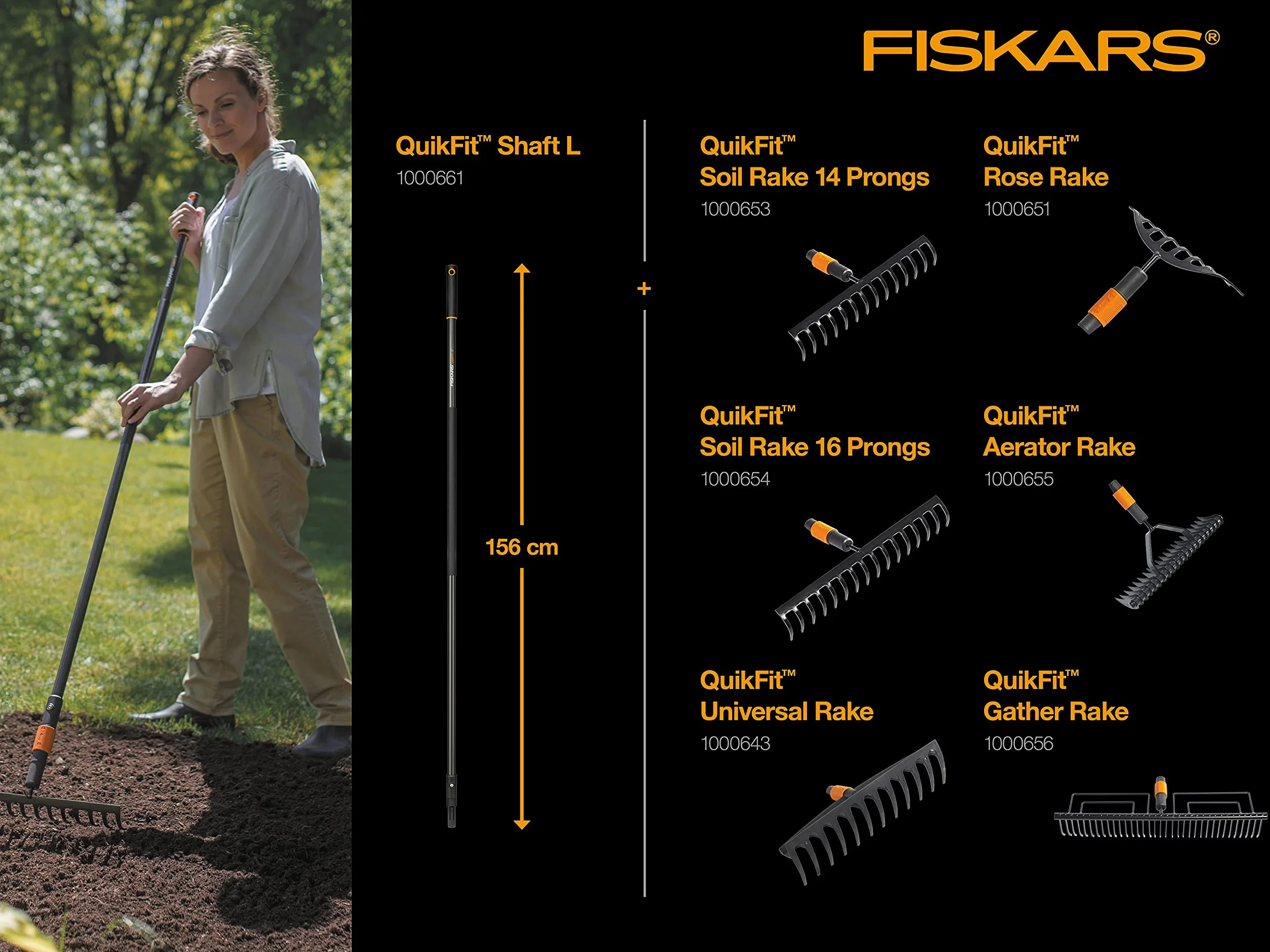 Fiskars Grabie 16-zębne 40 cm Hartowana Stal QuikFit