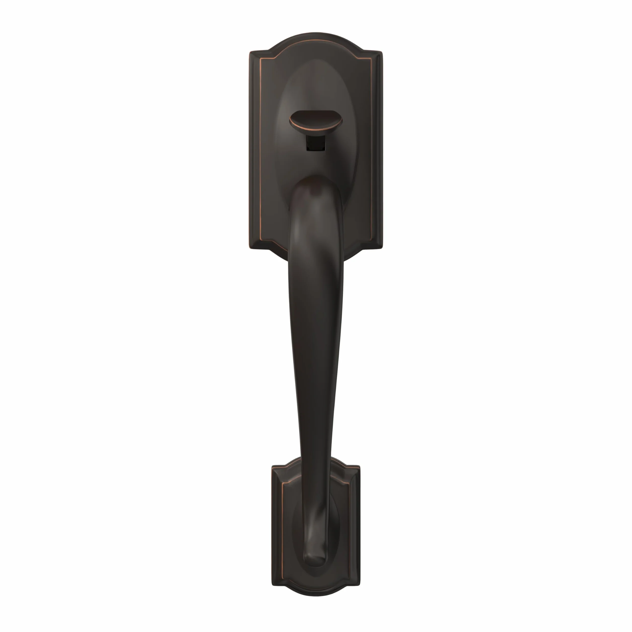 Schlage FE285 CAM 716 GEO Camelot zestaw klamek wejściowych z gruzińską gałką, dolny uchwyt do połowy, postarzany brąz
