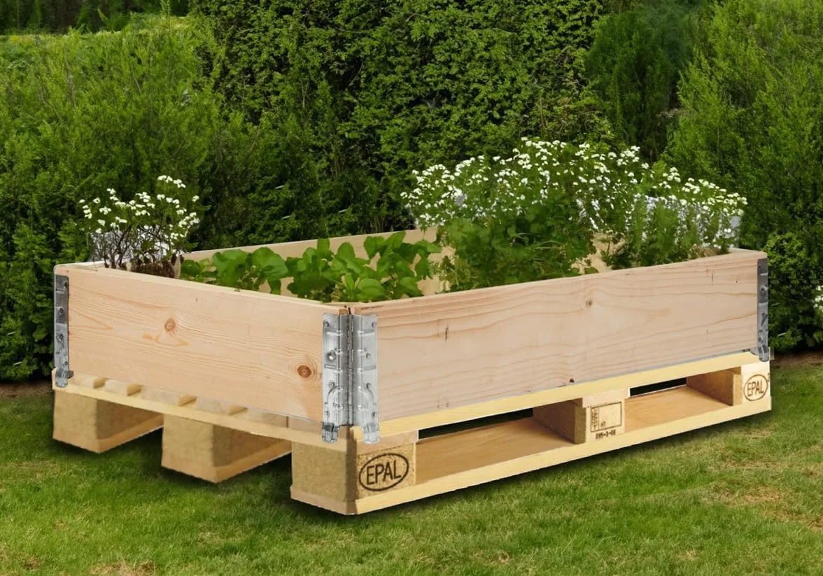 gardivo Podwyższona grządka 120 x 80 x 20 cm – 3-częściowa ramka na palety z drewna, obramowanie rabatek, podwyższone grządki, drewniana rama, rama nasadowa na europaletę, składana, można układać w