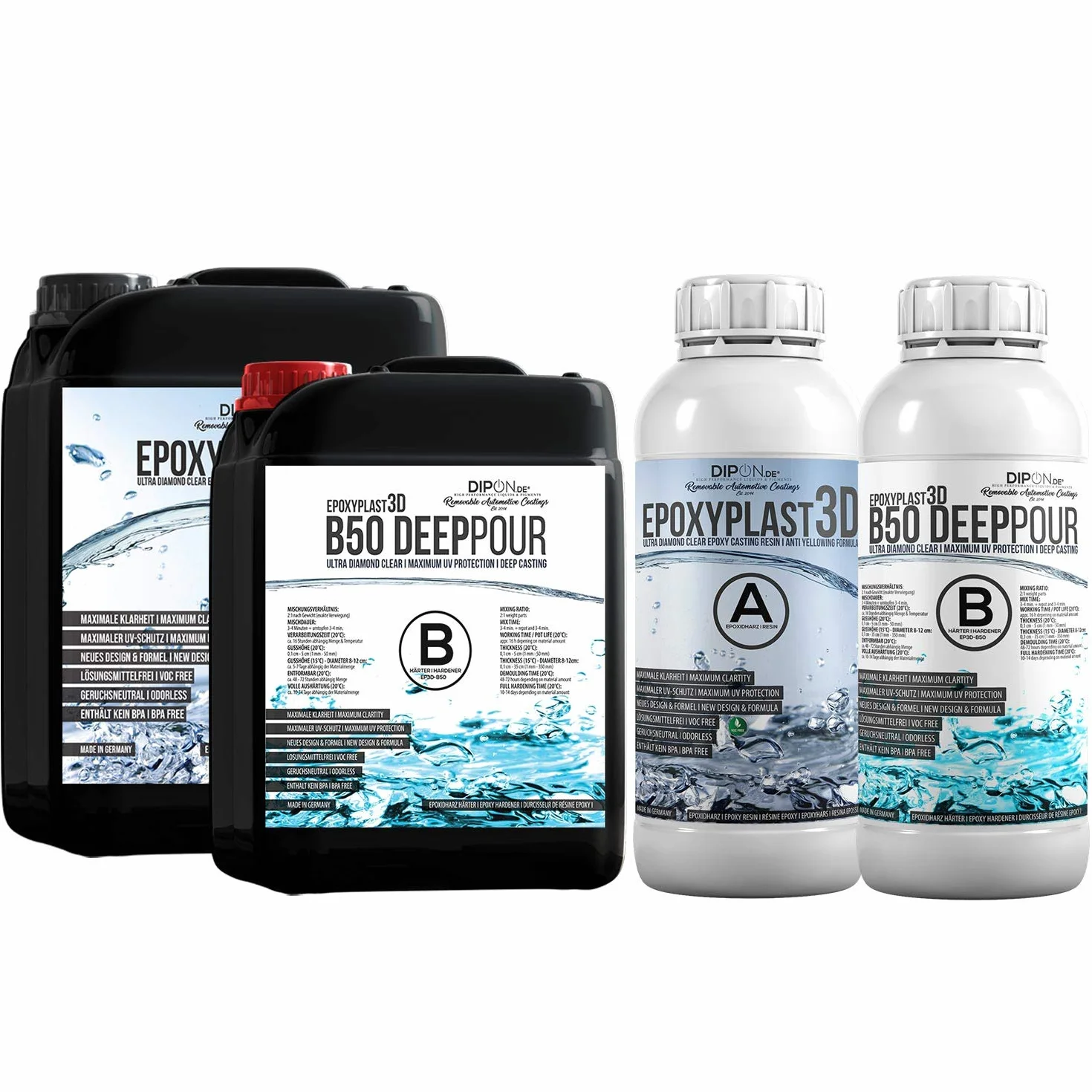 2,25 kg żywica epoksydowa 3D B50 DEEP POUR 5 cm (50 mm) wysokość odlewania dla rywertycznych I ultra diamentowa I maksymalna ochrona UV I żywica odlewnicza I przezroczysta I żywica epoksydowa I stół