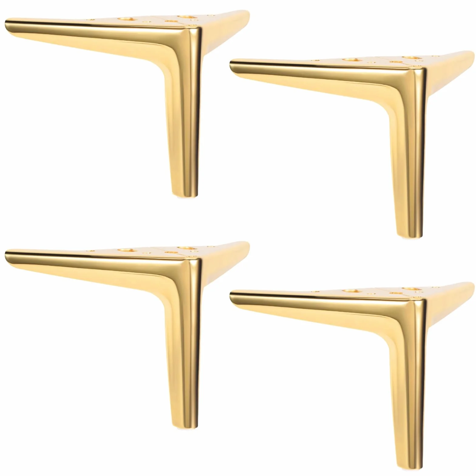 15 cm 4 szt. Nogi meblowe szczotkowane złoto, metalowa wymiana sofy nogi komody wytrzymałe, żelazne trójkątne wsparcie, nowoczesny design, łatwy montaż stołów, biurka dla