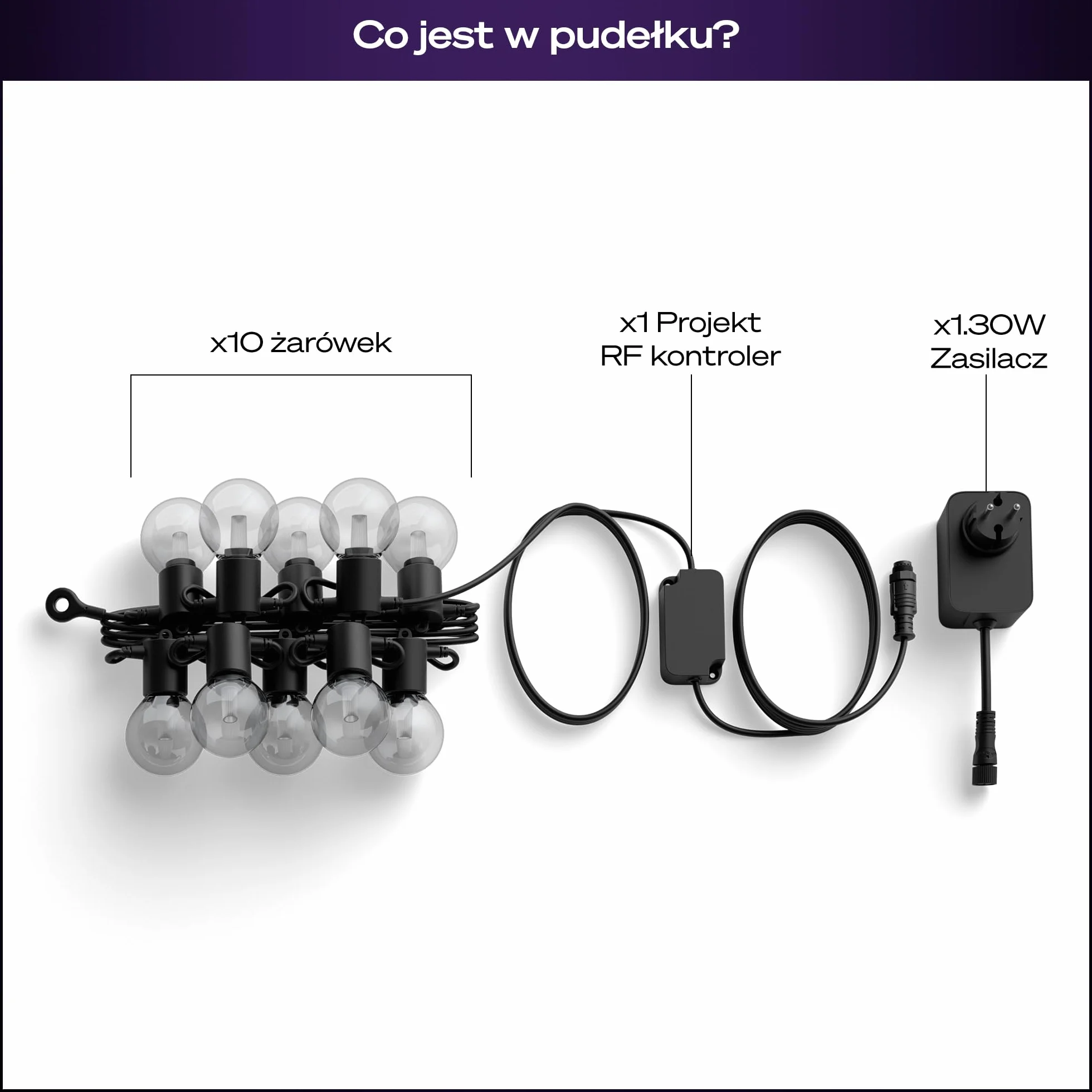 Philips Hue Festavia Globe Oświetlenie Zewnętrzne 7M 10 Żarówek Ściemniane Kompatybilne z Alexa Google Assistant Apple Home