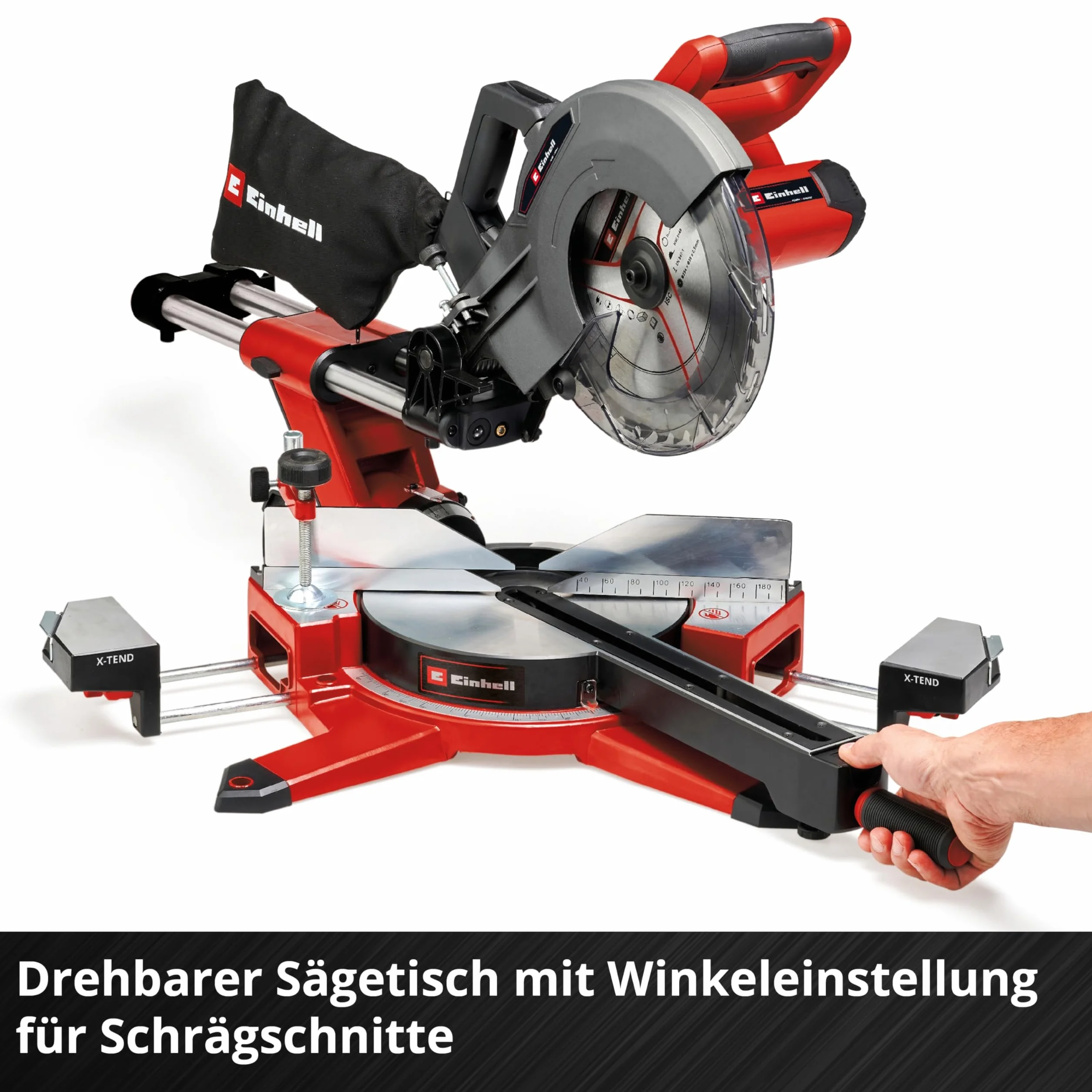 Einhell TE-SM akumulatorowa piła promieniowa 36/10 L Li-Solo Power X-Change (36 V, ostrze 254 mm, prędkość 3800 obr./min, poręczny system przesuwny, laser liniowy, bez akumulatora)
