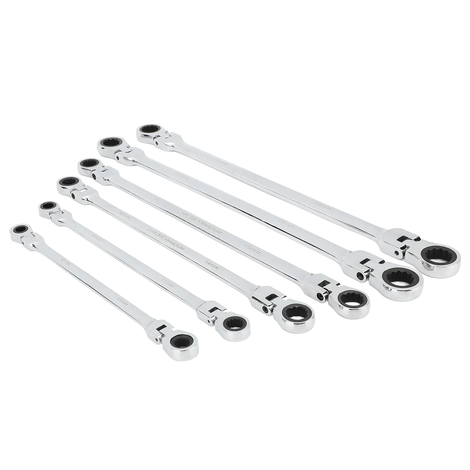 Generic Zestaw Kluczy Grzechotkowych z elastyczną głowicą, Długi Zasięg, Podwójne Pudełko, Zestaw Narzędzi do Naprawy Grzechotek do Konserwacji Samochodów, Stal CRV, 6 szt.