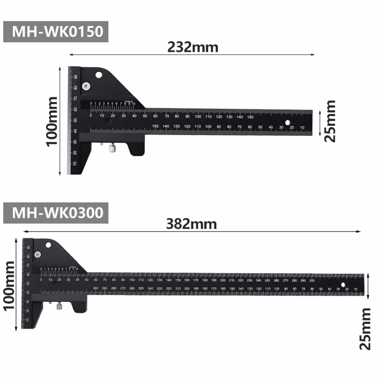 Cyfrowe Narzędzia Pomiarowe 0-150/300mm linijka do drewna typu T Scribe Metric wielofunkcyjny suwmiarka ze stopu aluminium pomiaru linii(0-300mm)