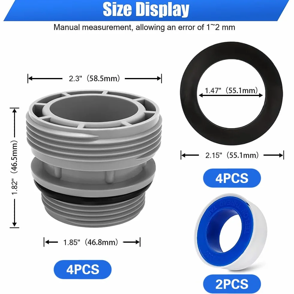 Adapter do węża basenowego Intex 40 mm na 1 1/2" z uszczelką i taśmą PTFE