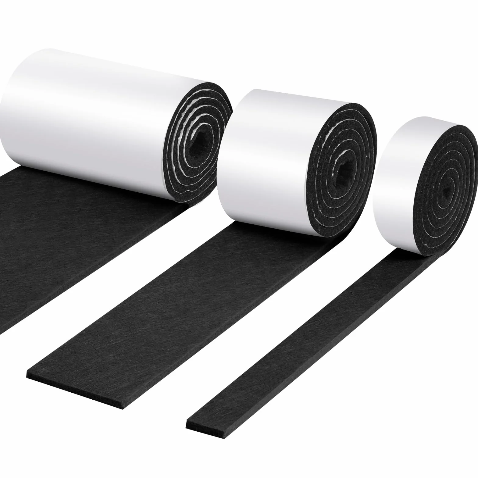 OSDUE Podkładki filcowe samoprzylepne, grubość 4 mm, 3 rolki, filcowe, samoprzylepne, 100 x 10 cm, 100 x 5 cm, 100 x 2 cm, do cięcia każdego kształtu, mocne podkładki filcowe do krzeseł, mebli