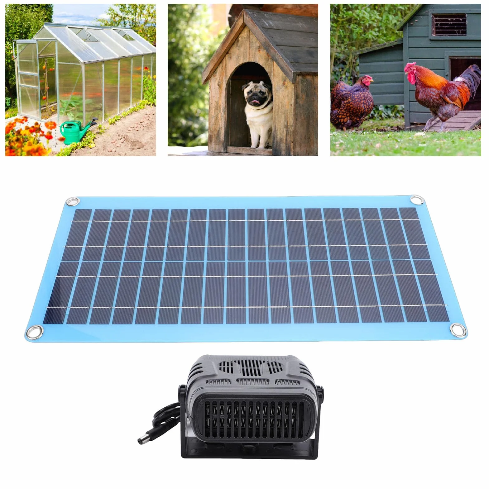 Focket Grzejniki solarne, przenośny grzejnik do kurnika 30 W z zabezpieczeniem przed przegrzaniem, zasilany energią słoneczną do szklarni, suszenia, ogrzewania, kuwety dla zwierząt