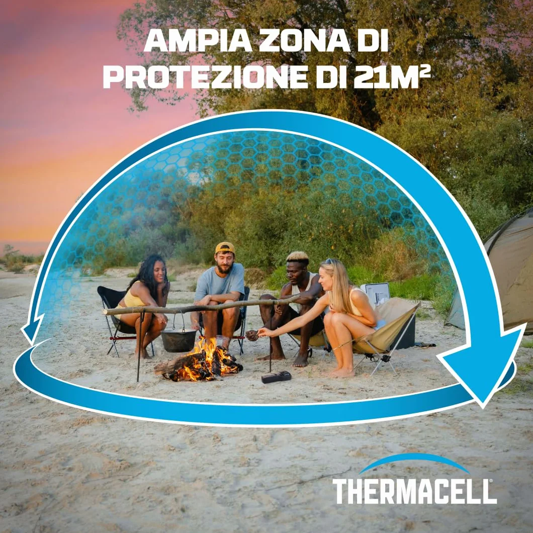Thermacell Przenośny środek odstraszający komary, ochrona 21 m², zestaw 12-godzinny wkład + 3 płytki, niebieski